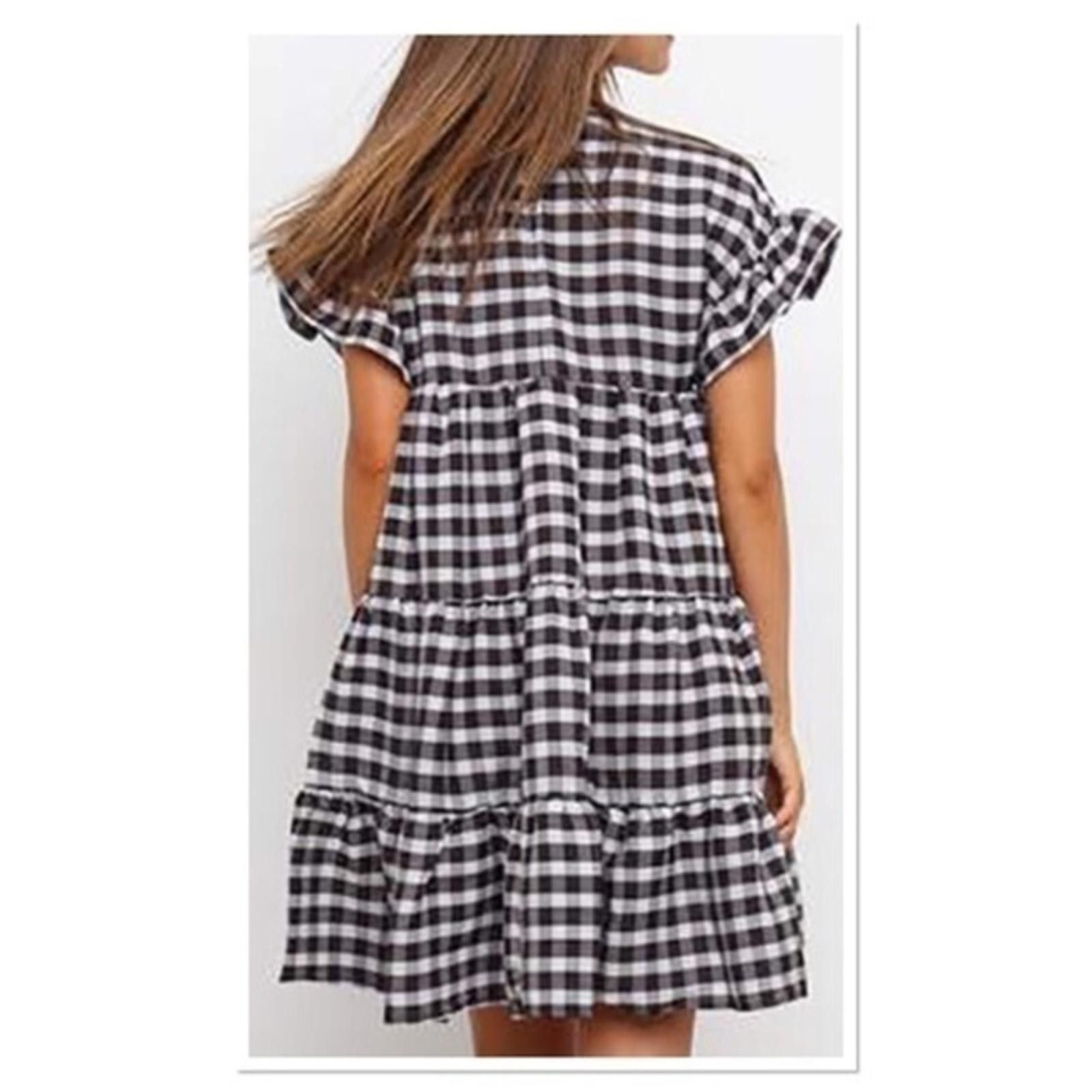 Designer Gingham Cotton Baby Doll Dress NWT Size M / US 6-8 / IT 42-44 - 3 Thumbnail