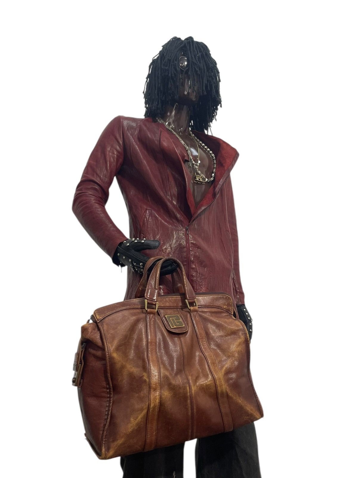 Pierre Balmain Full Leather Vtg 80s Pierre Balmain Beauty Patina Bag 2🟩1 Size ONE SIZE - 3 Thumbnail