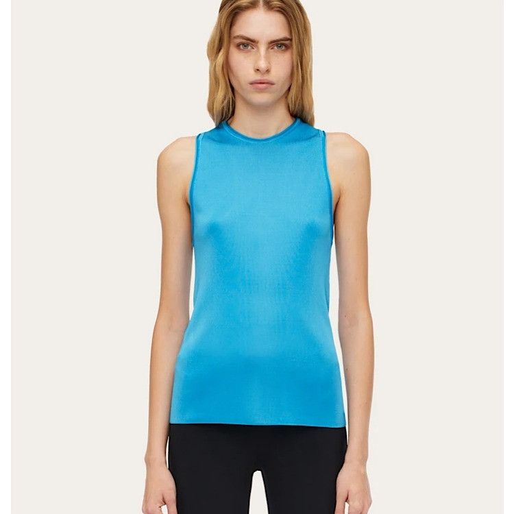 Salvatore Ferragamo o1s1rm0126 Knitted Tank Top in Blue Size S / US 4 / IT 40 - 2 Thumbnail