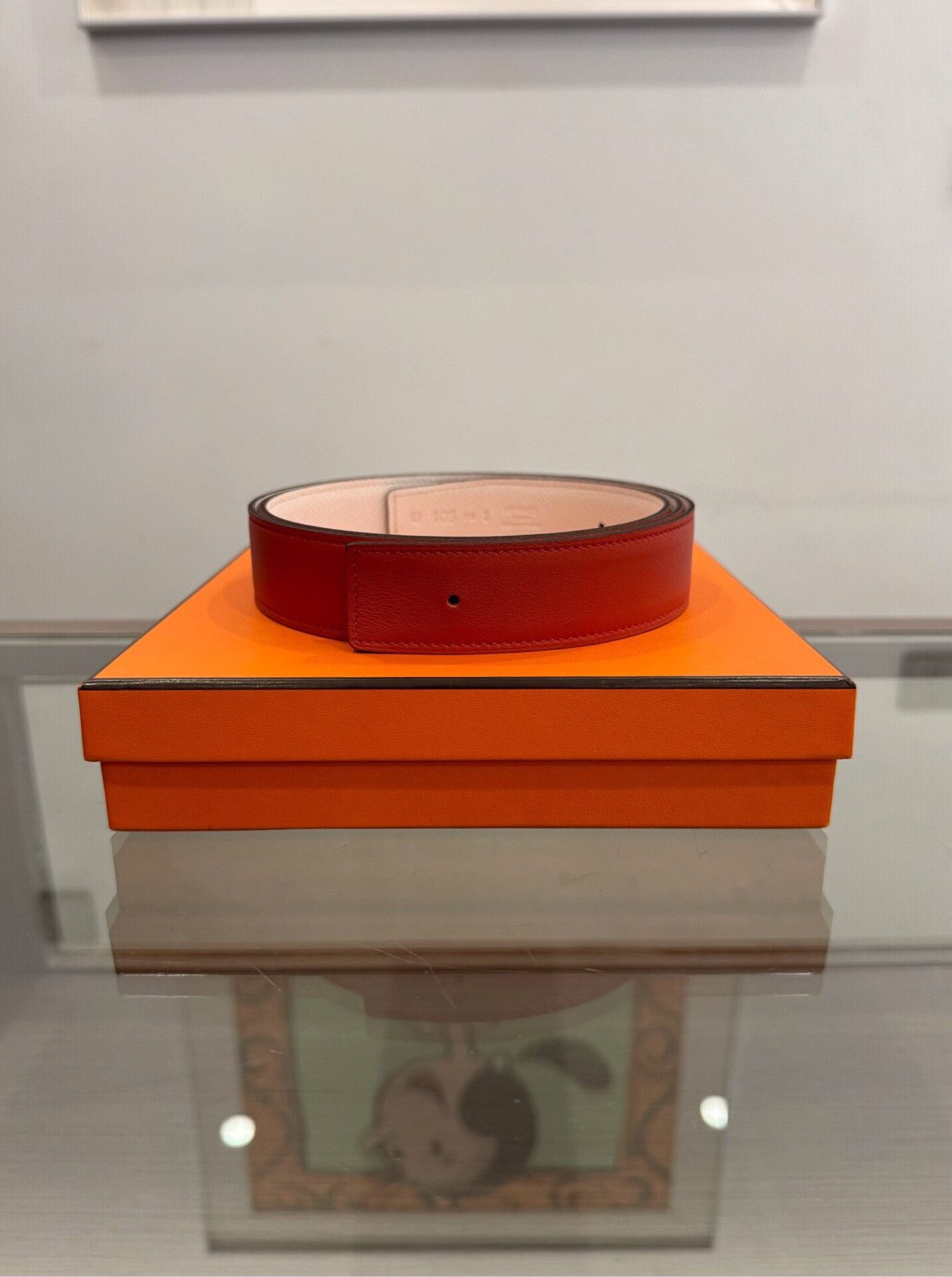 Hermes Hermes 3.2cm Red White Belt Size ONE SIZE - 1 Thumbnail