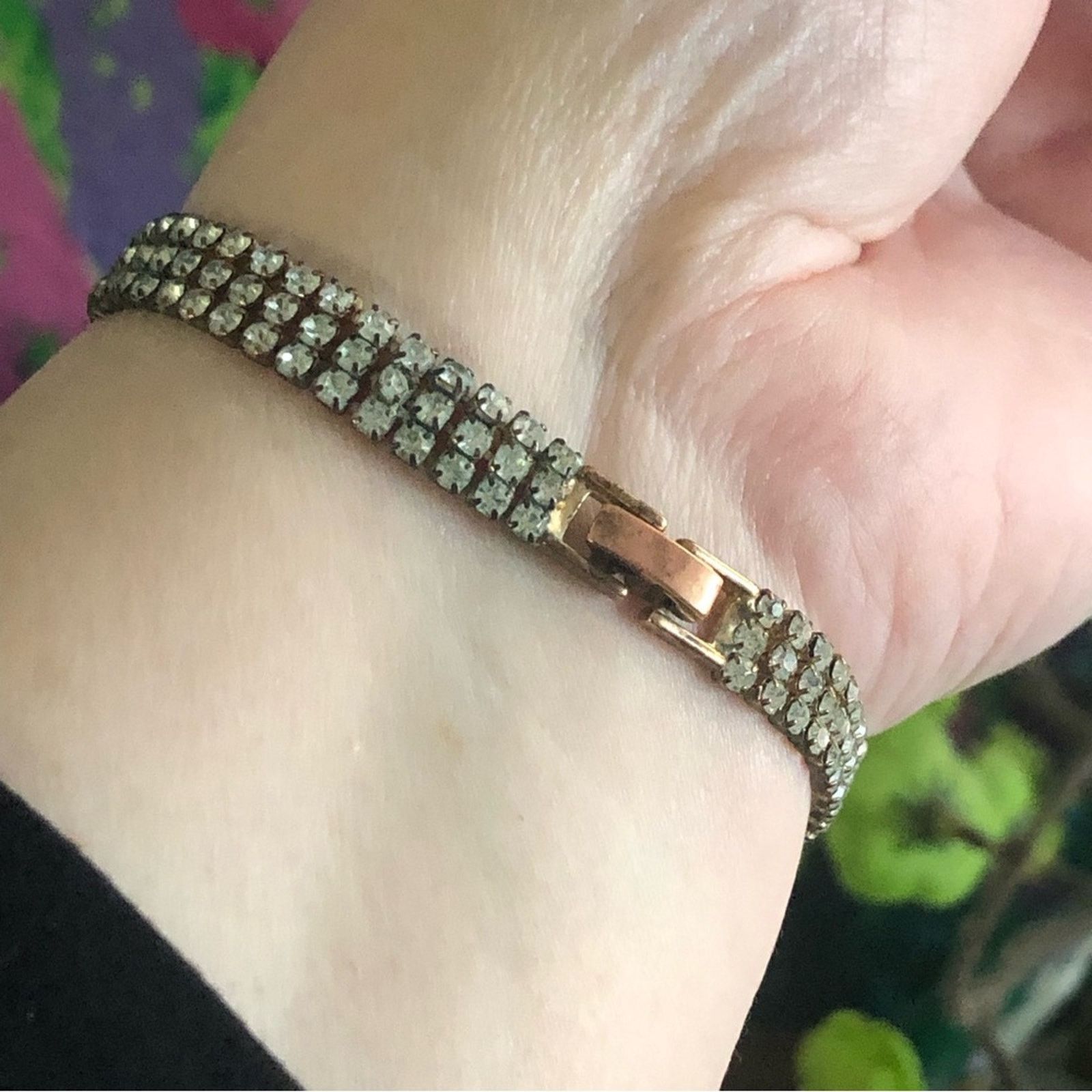 Vintage Vintage triple row clear rhinestone bracelet Size ONE SIZE - 11 Thumbnail