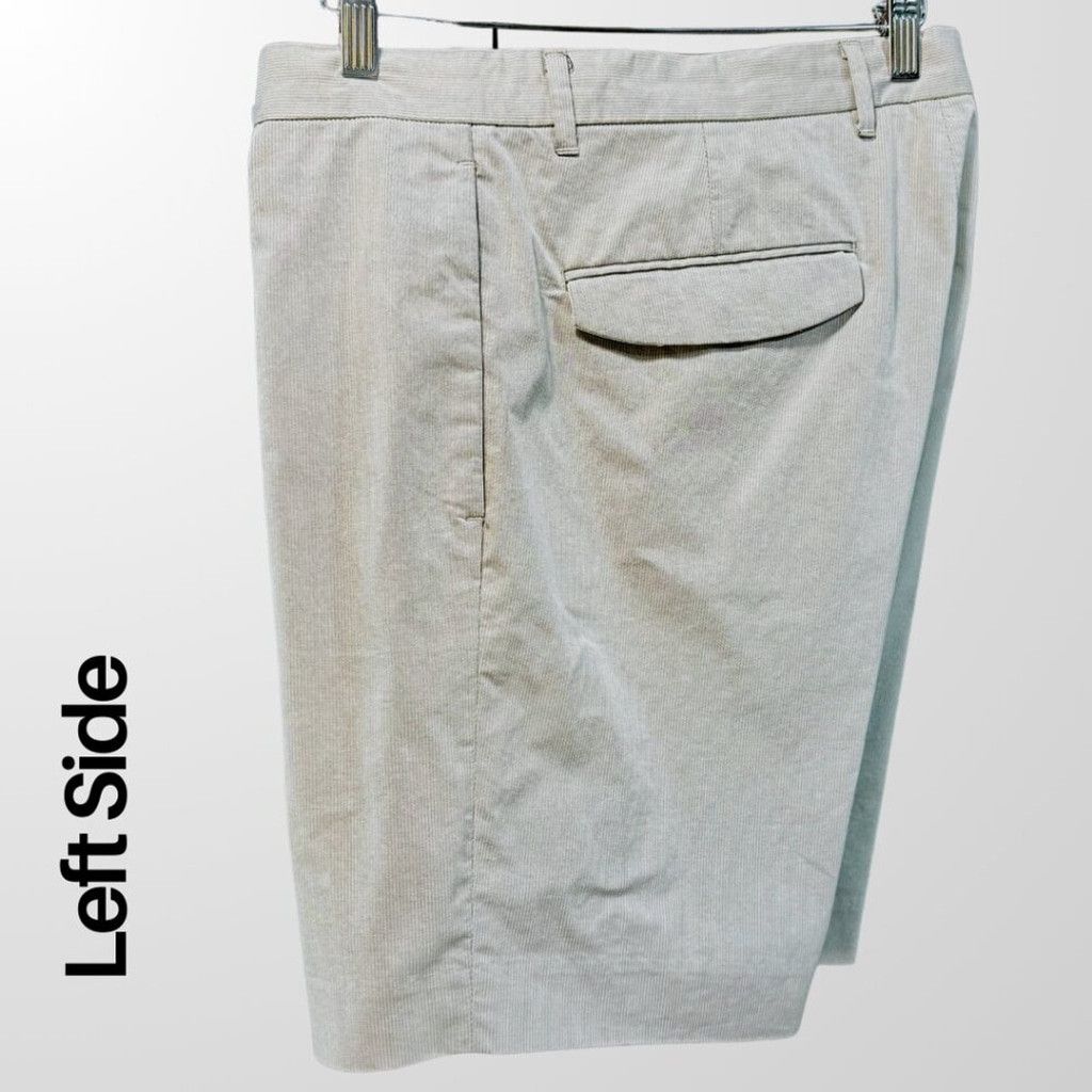Theory Theory Men's Pinstripe Flat Front Shorts in Beige - 33 Size US 33 - 3 Thumbnail