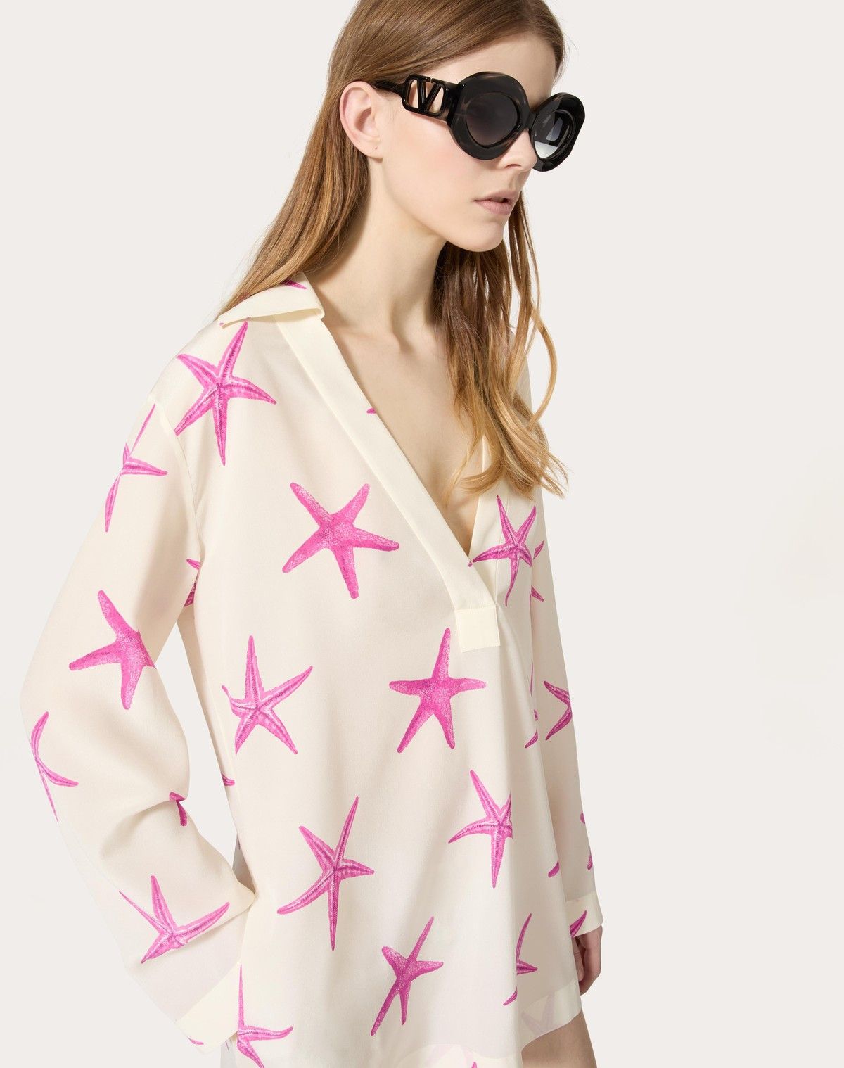 Valentino o1s1wg110525 Starfish Crepe De Chine Short Dress in White Size XS / US 0-2 / IT 36-38 - 5 Thumbnail
