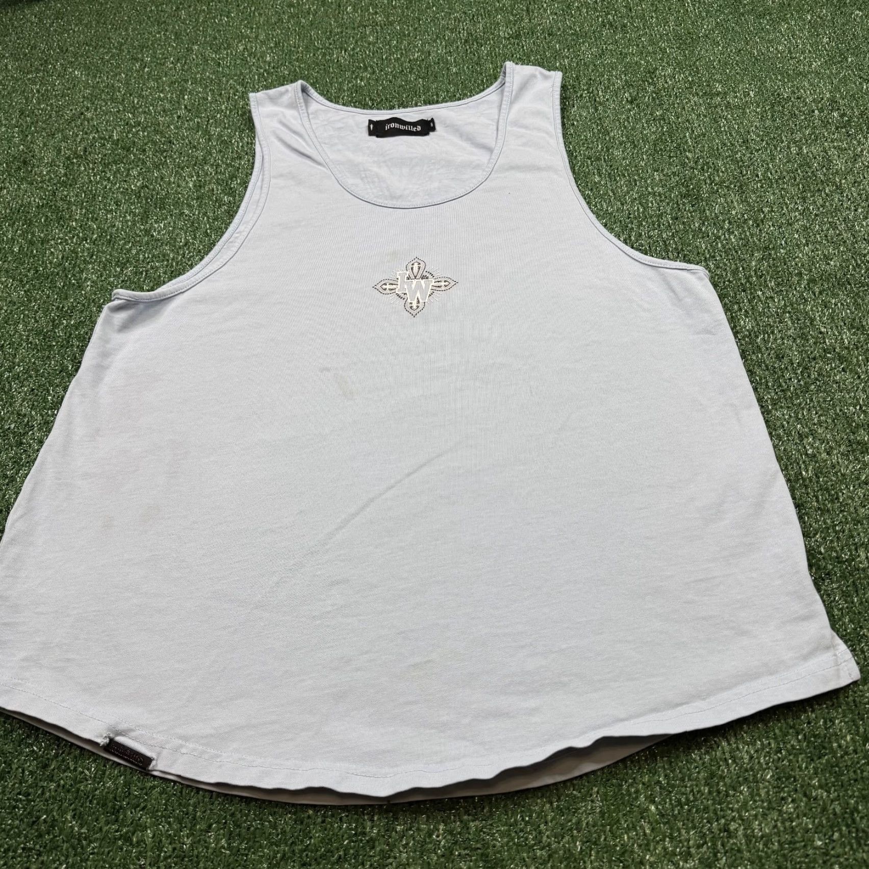 Vintage Iron Willed Tank Top Shirt Men M Blue Sleeveless Activewear Performance Crew Neck Jersey Cotton Graphic Print Sports Vintage No Size US M / EU 48-50 / 2 - 4 Thumbnail