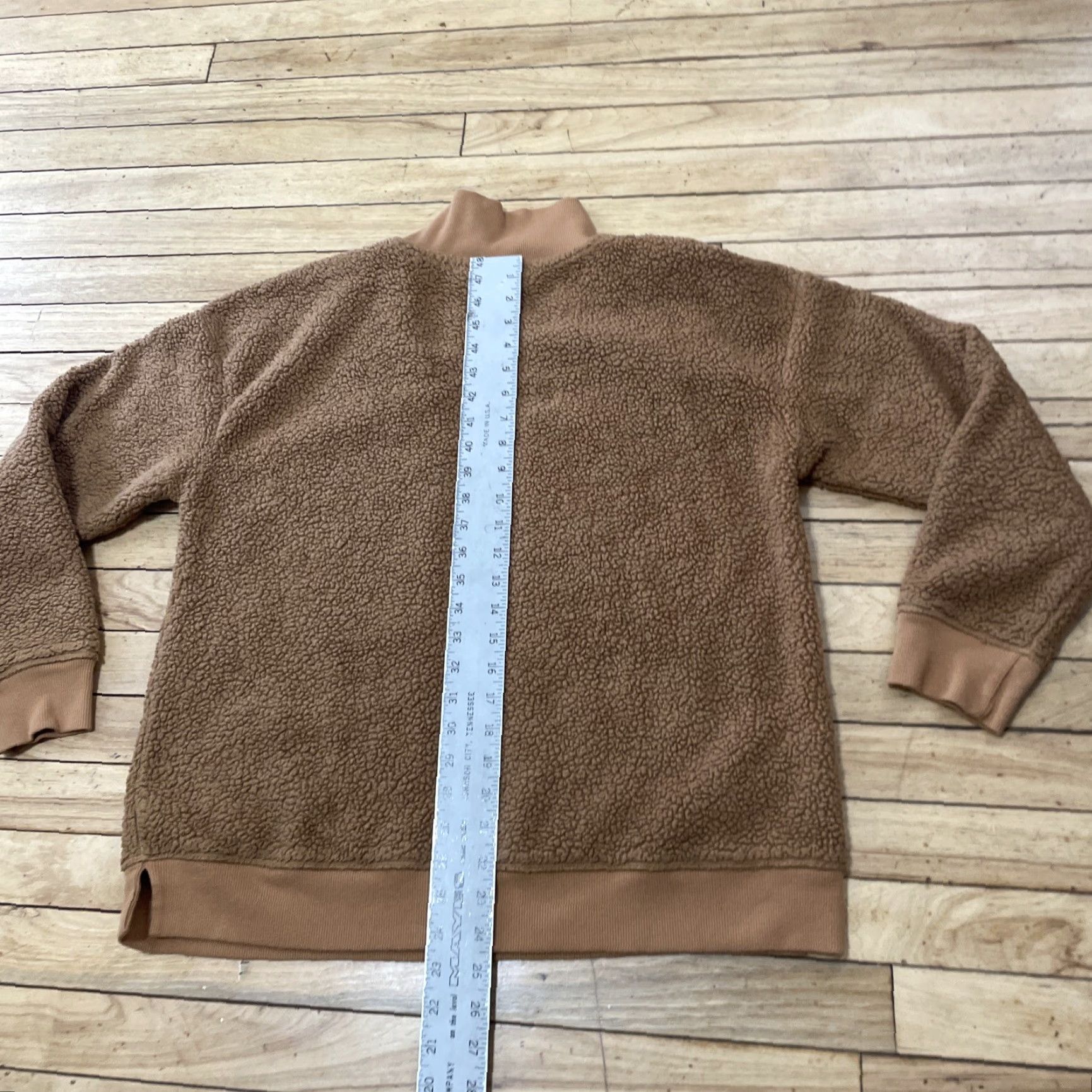 Vintage A.N.A. A New Approach Sherpa Fleece Sweater Women L 1/4 Zip Tan Western Deep Pile Casual Wear PullOver Brown Mock Neck Zipper Long Sleeve Size L / US 10 / IT 46 - 7 Thumbnail
