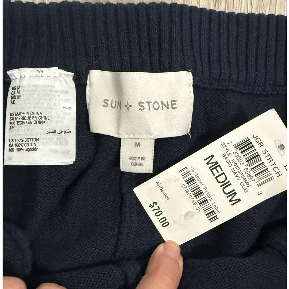 Other Sun + Stone Matty Knit Sweater Jogger Pants Navy Sz Medium Size US 33 - 9 Thumbnail
