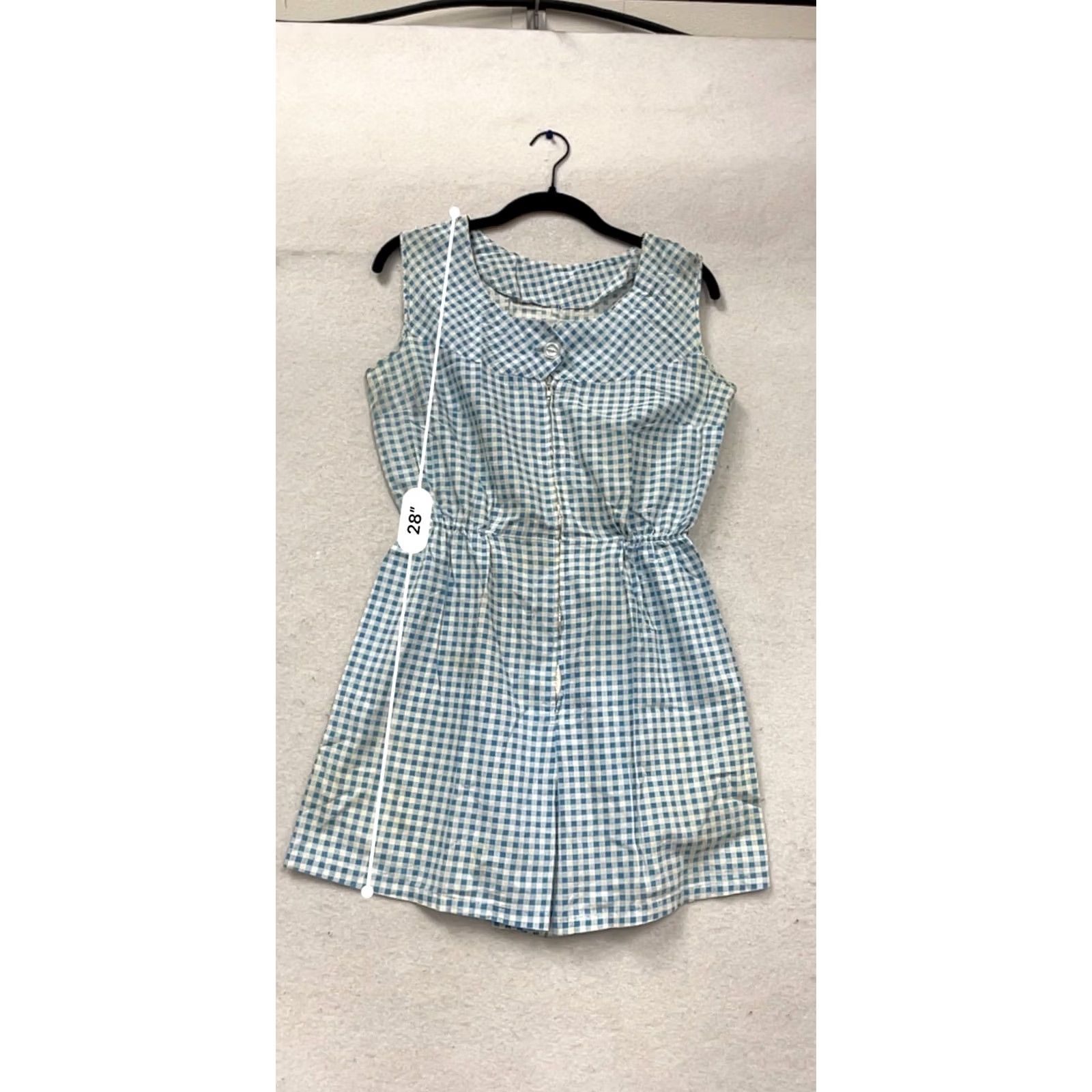 Vintage Vintage-Style Blue White Gingham Romper Womens Medium Sleeveless #638A Size 32" / US 10 / IT 46 - 6 Thumbnail