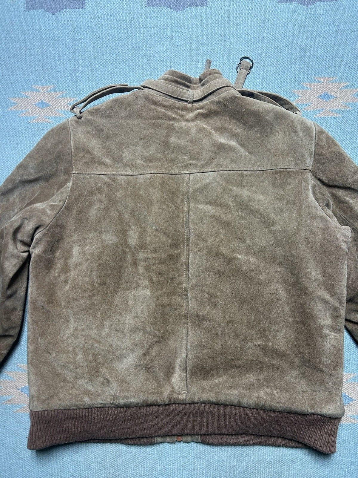 Vintage 80s suede leather bomber jacket Sherpa lined Oui large 44 Size US L / EU 52-54 / 3 - 12 Thumbnail