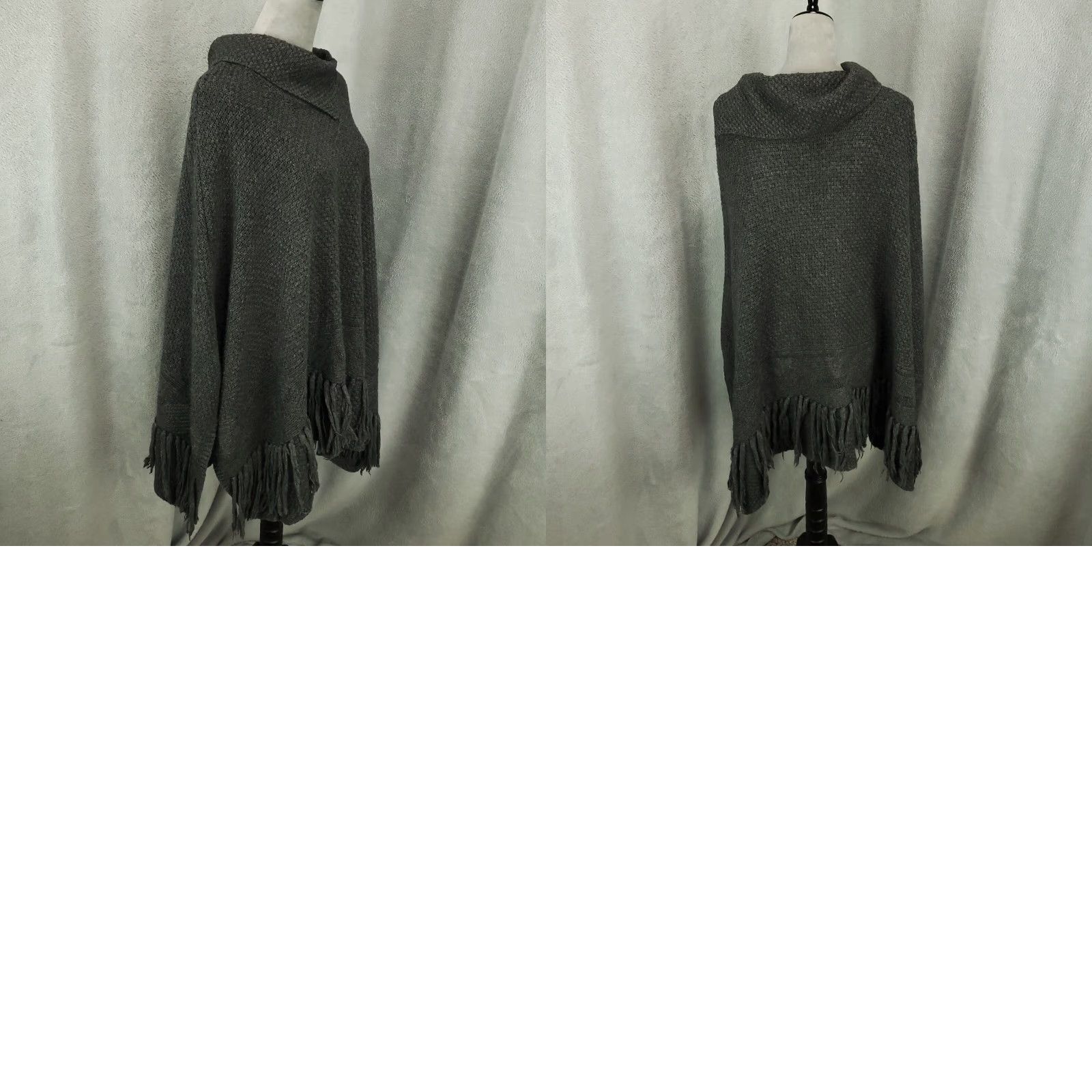 Coldwater Creek Coldwater Creek Sweater Womens One Size Gray Wool Blend Fringe Hem Cape Size ONE SIZE - 8 Thumbnail