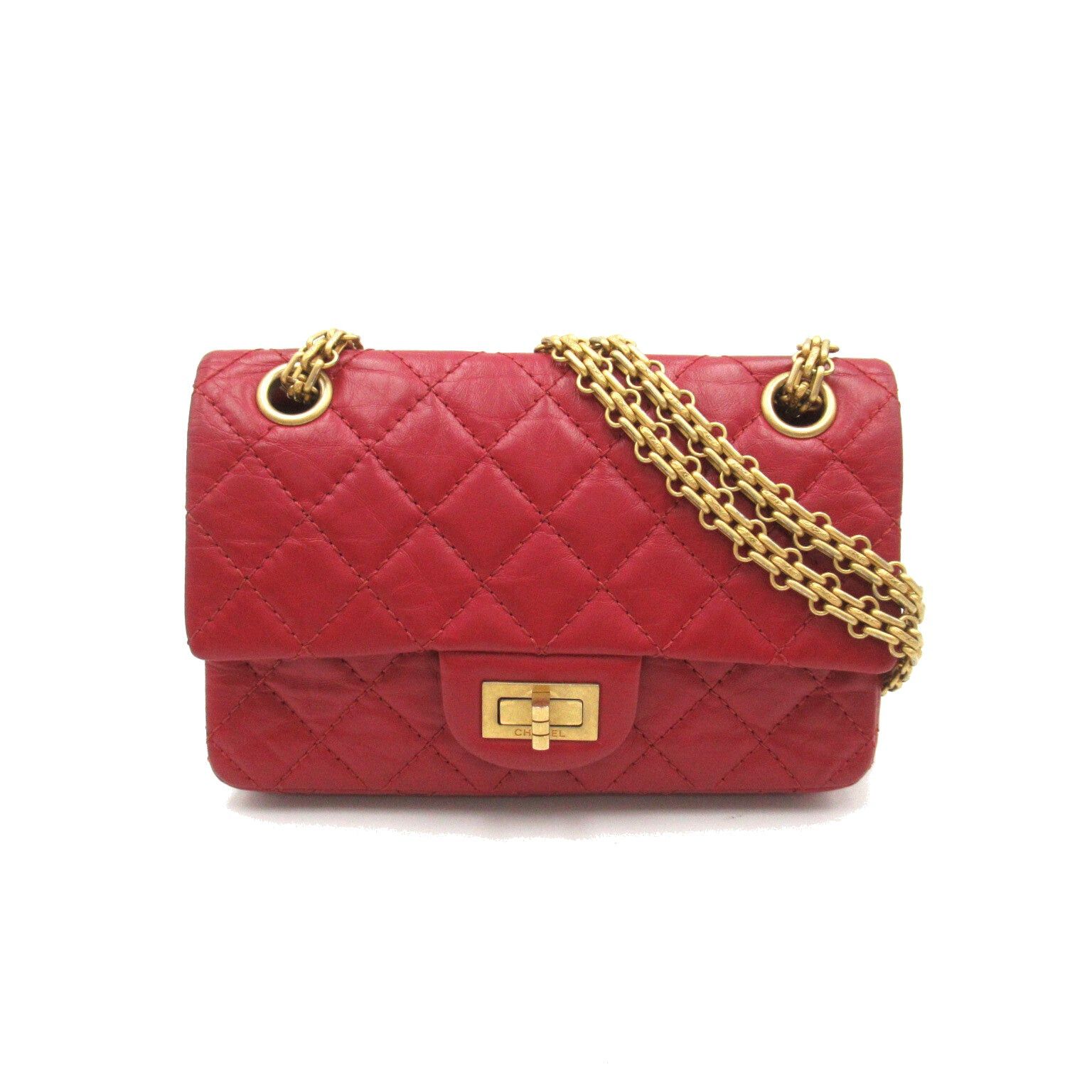 Chanel Chanel 2.55 Mini Matelasse Chain Shoulder Bag Calfskin (Cowhide) Red Gold Hardware Size ONE SIZE - 1 Thumbnail