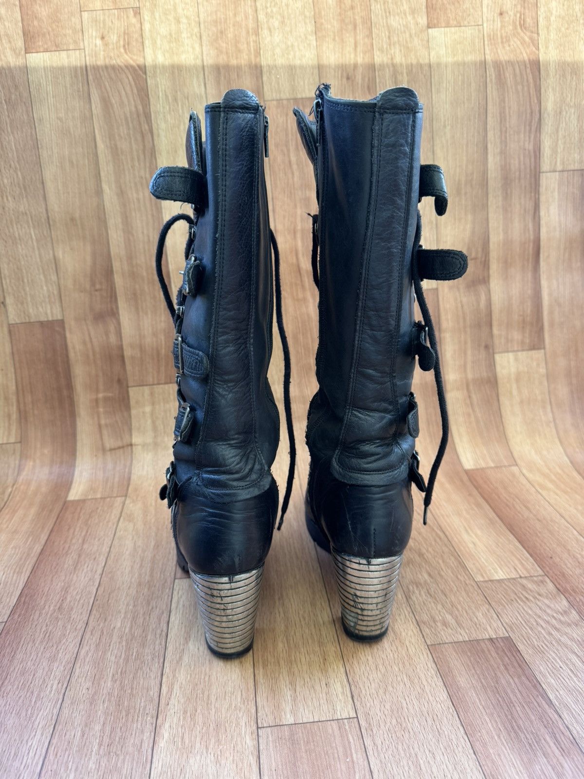 New Rock 🔥 Y2K New Rock Black leather Skull boots Size US 8 / IT 38 - 10 Thumbnail