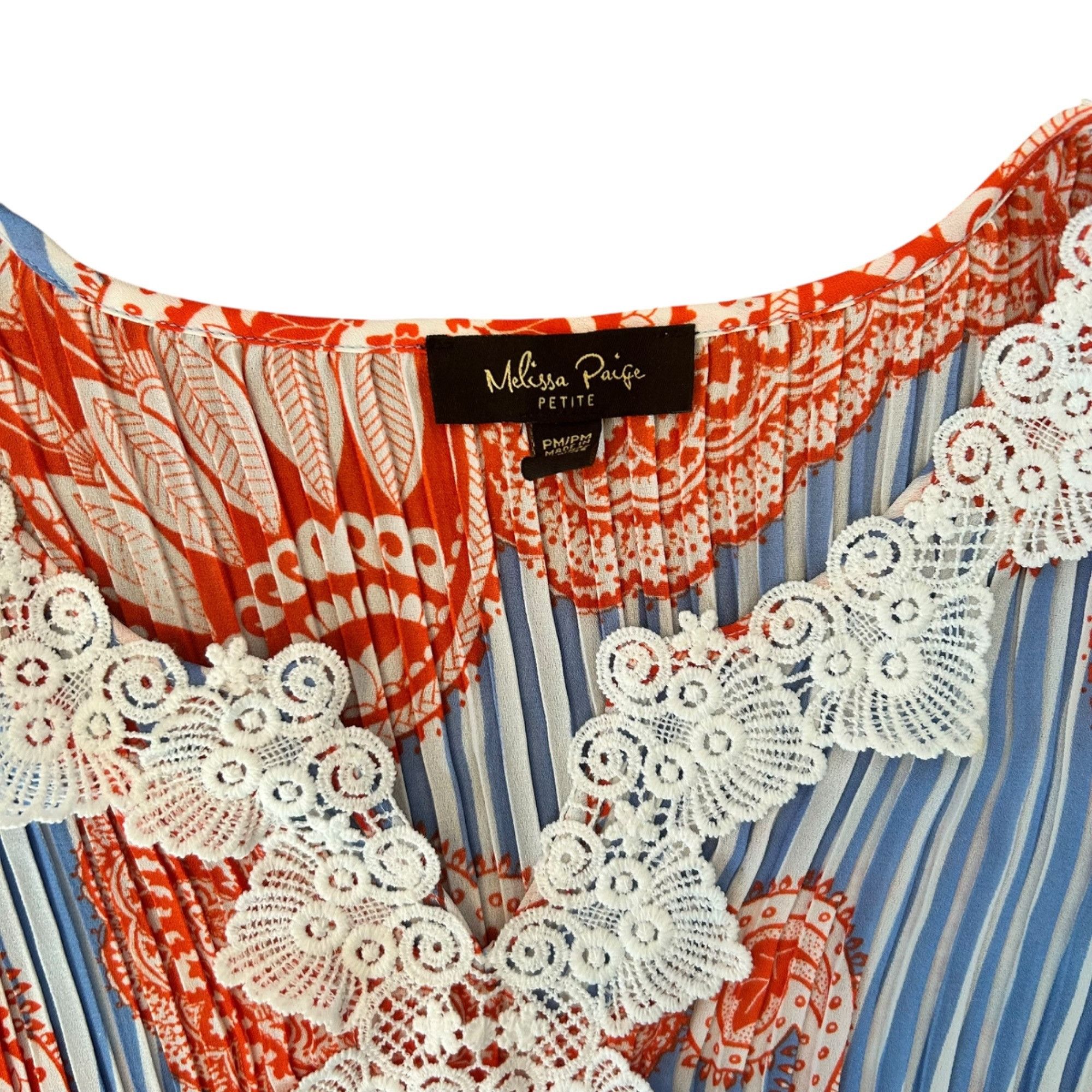 Other Melissa Paige Petite Boho Accordion Pleated Paisley Striped Size M / US 6-8 / IT 42-44 - 4 Thumbnail