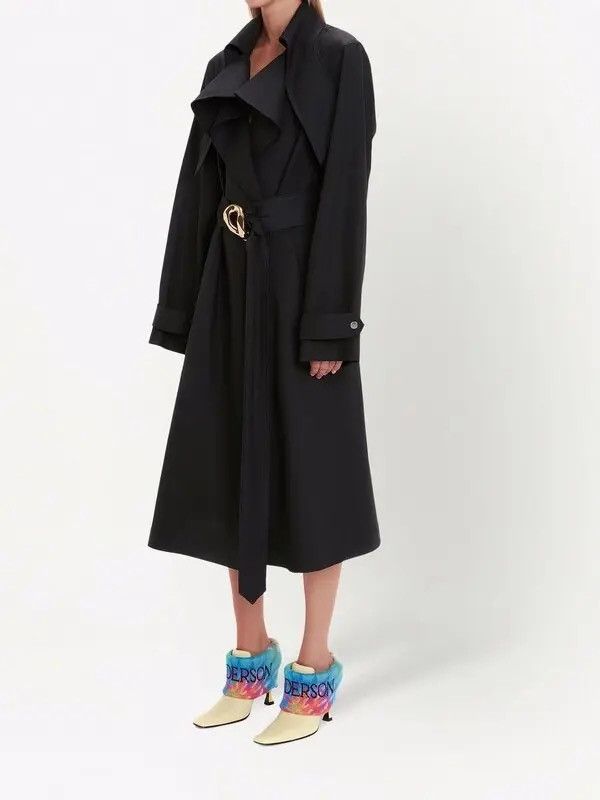 JW Anderson JW Anderson Black Belted Trench Coat with Gold Buckle Size M / US 6-8 / IT 42-44 - 3 Thumbnail