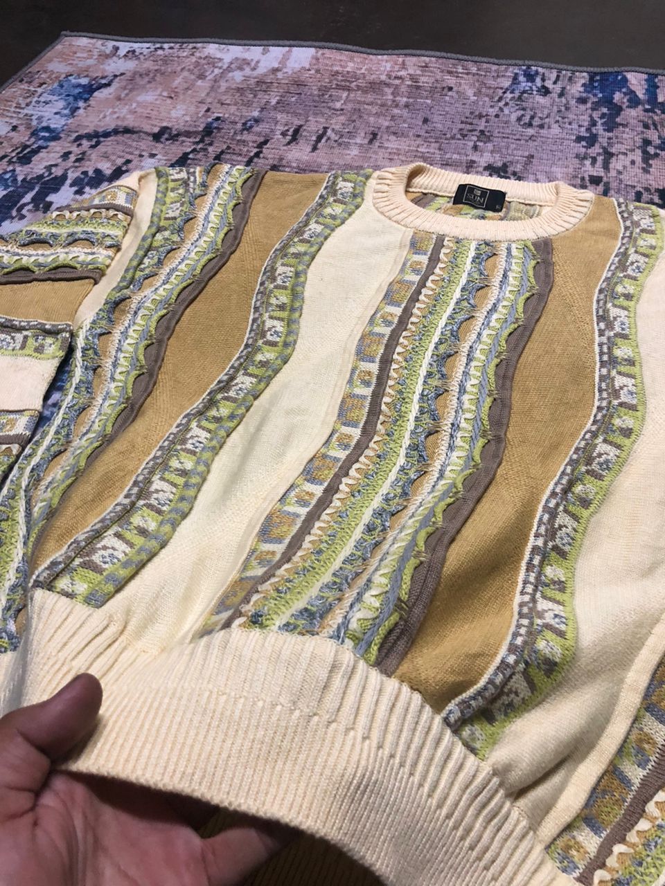 Japanese Brand Sun Men 3D Knitted Sweatshirt Inspired Coogi Design Size US M / EU 48-50 / 2 - 3 Thumbnail