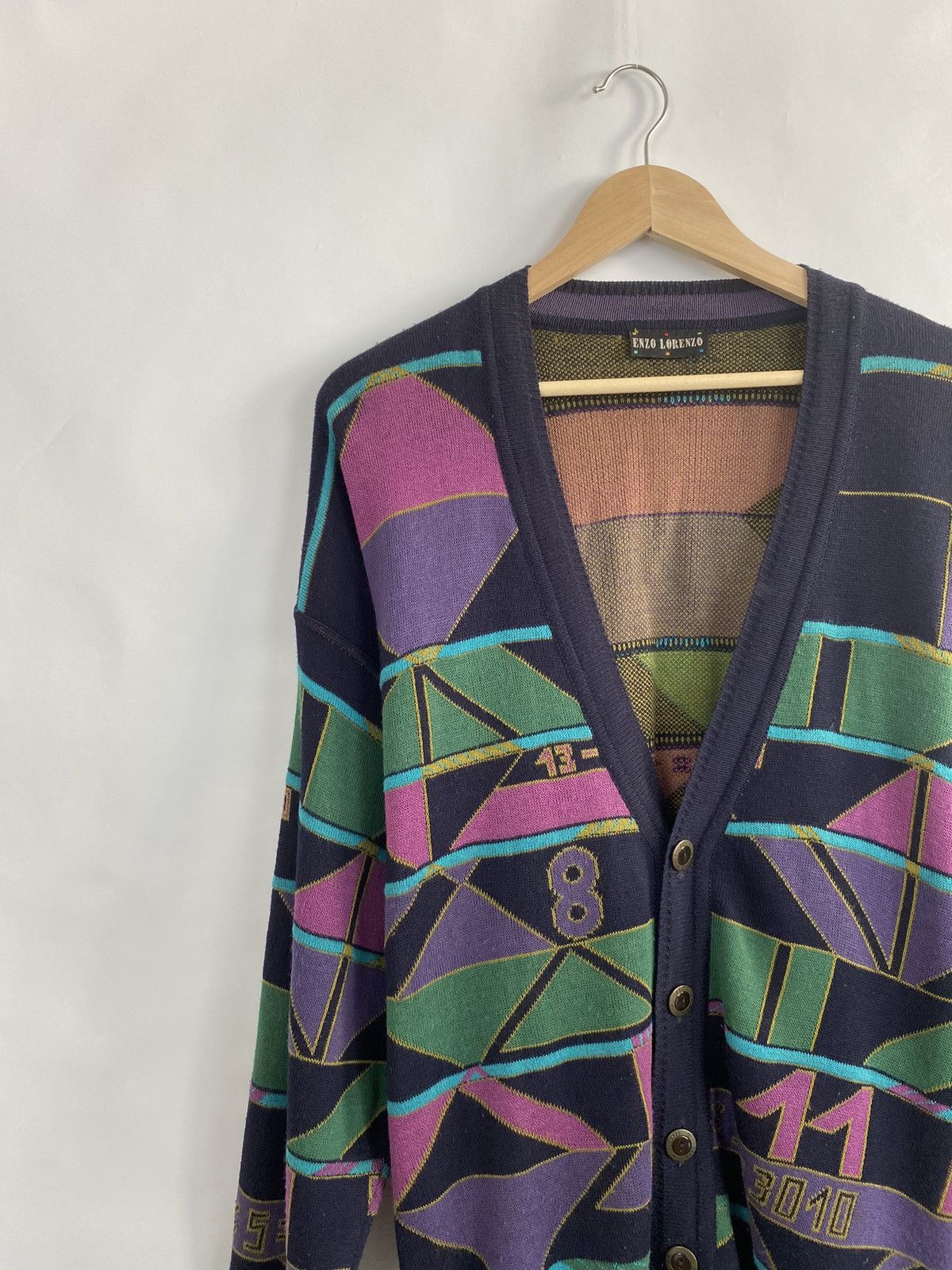 Japanese Brand Vintage 90s Enzo Lorenzo Math Cardigan Knit Sweater Japan Size US XL / EU 56 / 4 - 3 Thumbnail