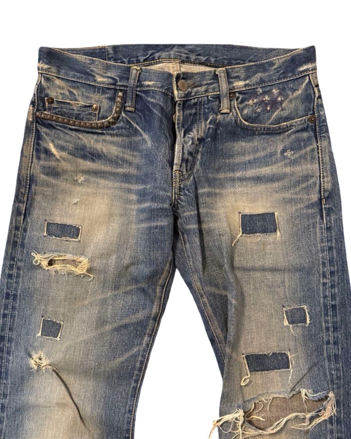 Hysteric Glamour Komado Patchwork Distressed Studded Denim Jeans Size US 30 / EU 46 - 4 Thumbnail