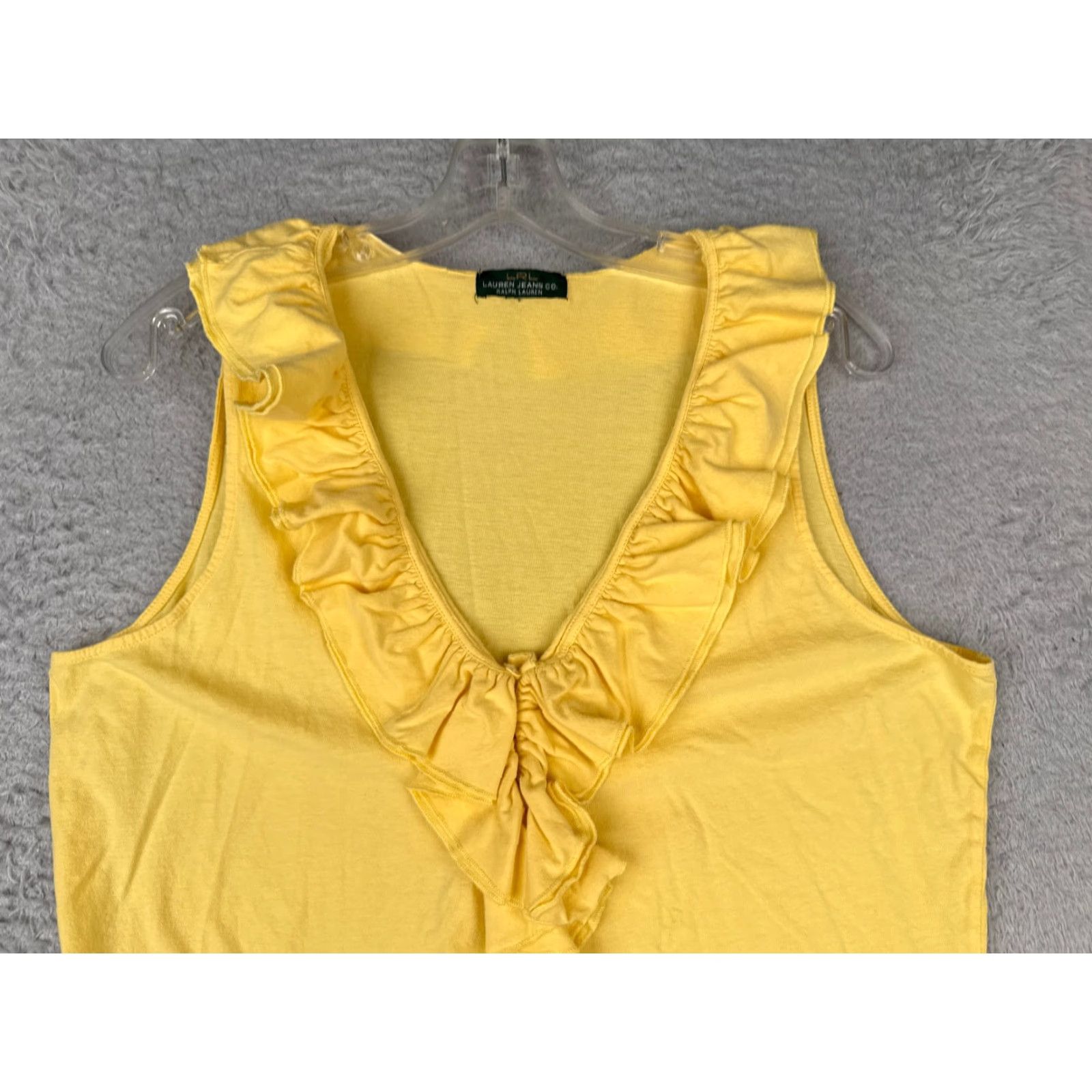 Tommy Hilfiger Tommy Hilfiger Shirt Women XL Yellow Tank Sleeveless V-Neck Ruffle 80s 90s Modern American Casual Workwear Mens Women Girls Size XL / US 12-14 / IT 48-50 - 4 Thumbnail