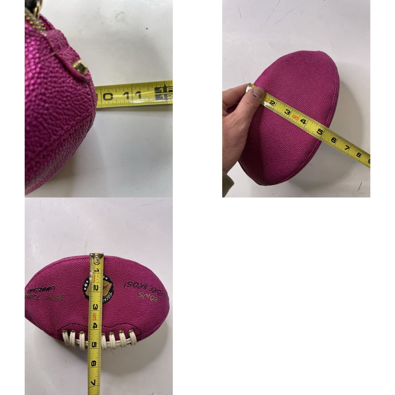 Betsey Johnson Betsey Johnson What a score! Crossbody Football Pink Pom Pom Purse bag Women Pink Faux Leather Crossbody Bag Size ONE SIZE - 9 Thumbnail