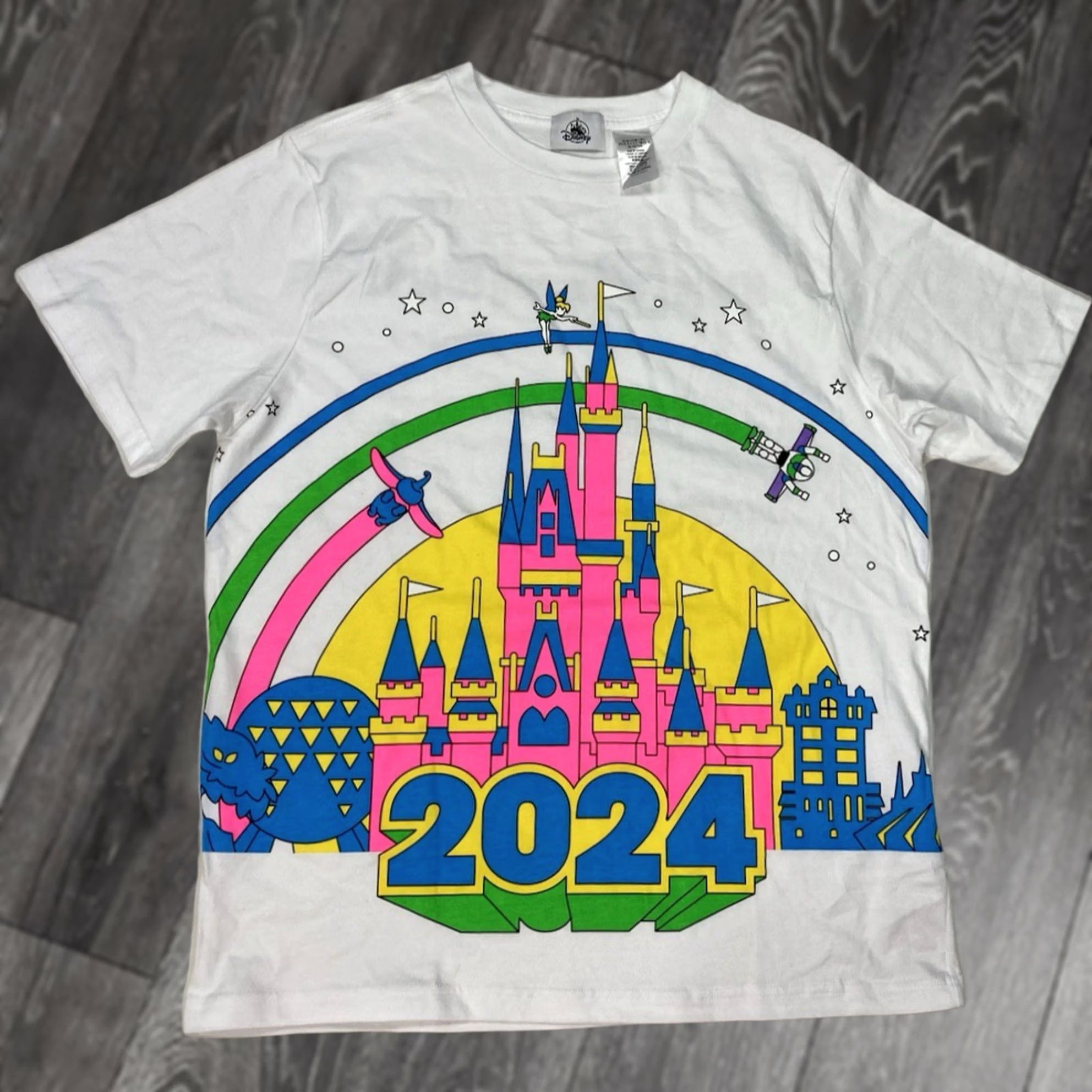 Walt Disney World 2024 Graphic T-Shirt Men Large White Short Sleeve, Men's