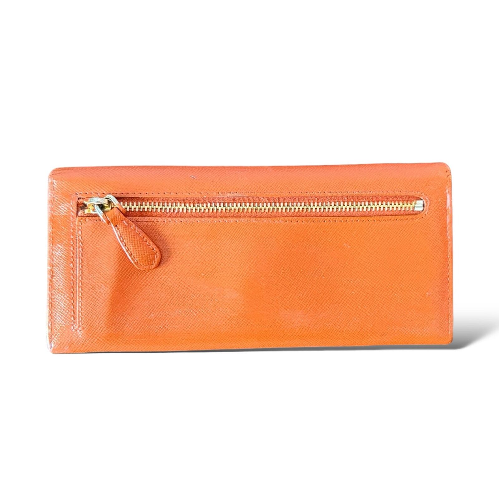 Prada PRADA Long Wallet Safiano Leather Pocket Orange REPAINTED Size ONE SIZE - 2 Thumbnail