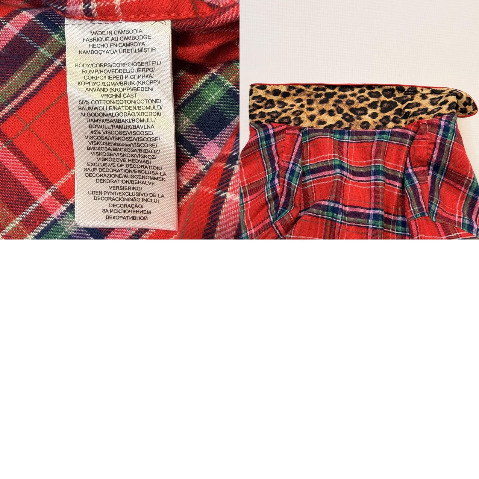 Ralph Lauren Lauren Ralph Lauren Pajama Shirt Womens XL Red Plaid Leopard Collar Sleep Top Size XL / US 12-14 / IT 48-50 - 9 Thumbnail