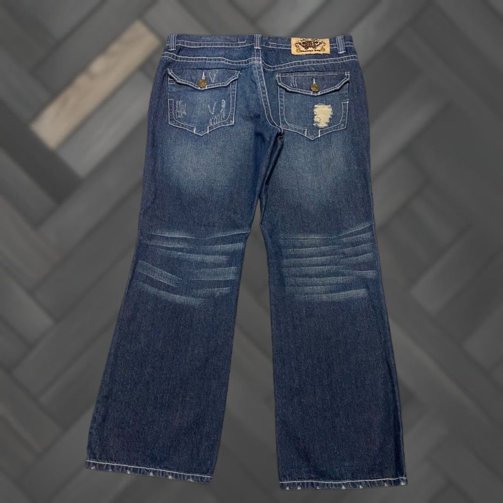 Vintage Franky Max Bootcut Jeans Men's Size 40×32 Blue Distressed Flap Pockets Whiskers Size US 40 / EU 56 - 1 Thumbnail