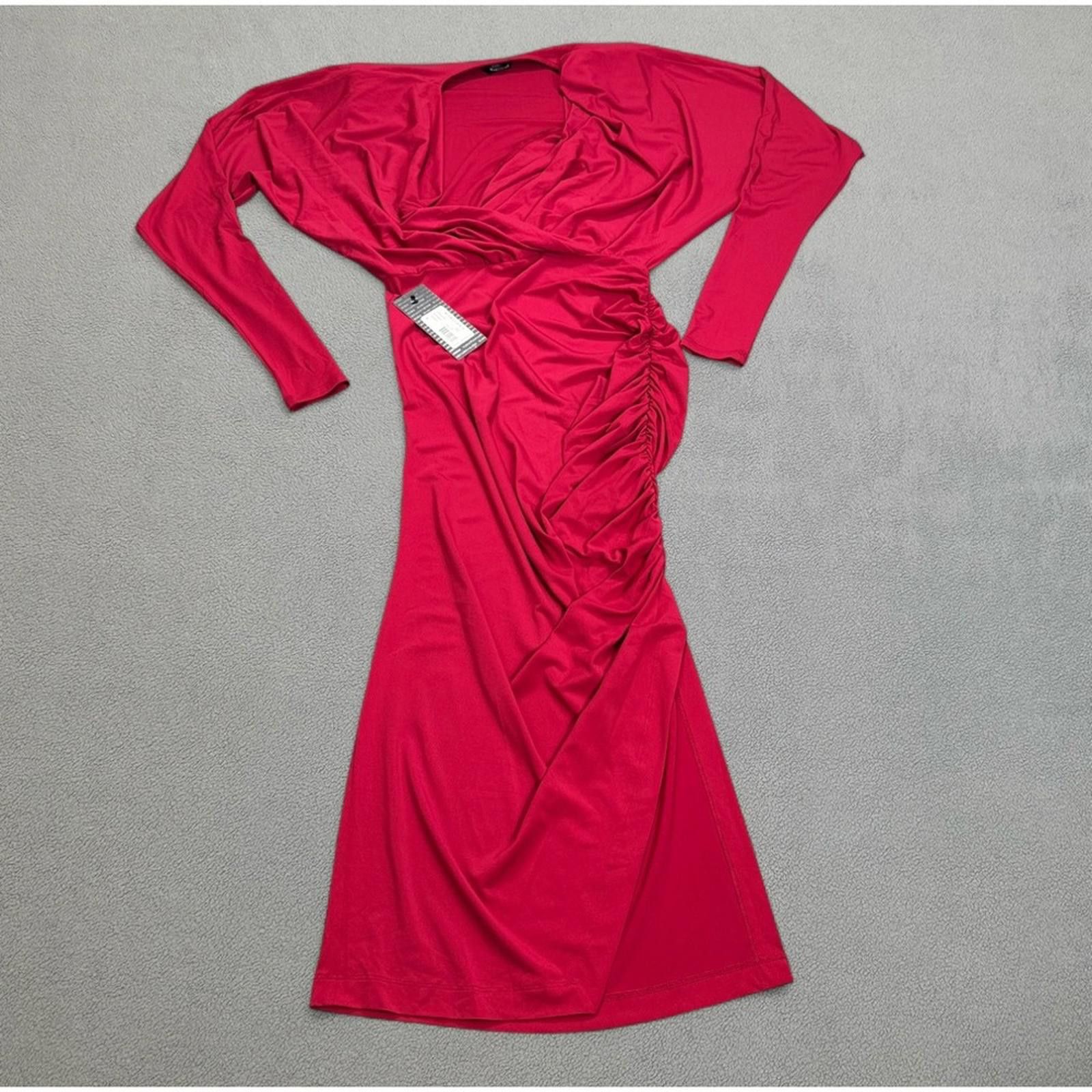 Other NWT Marciano Guess Dress S Magenta Long Sleeve Ruched Bodyco Size S / US 4 / IT 40 - 1 Thumbnail