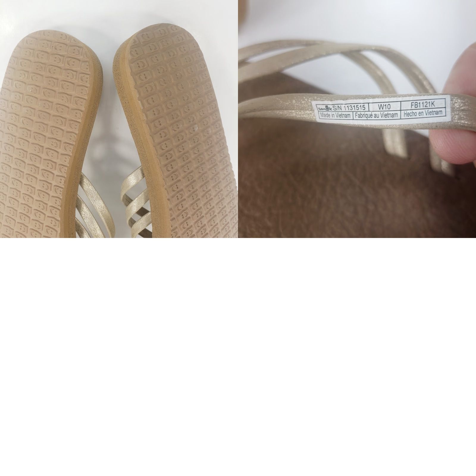 Sanuk Sanuk Womens 10 Yoga Salty Metallic Flip Flops Sandals Champagne Gold 1091372 Size US 10 / IT 40 - 9 Thumbnail