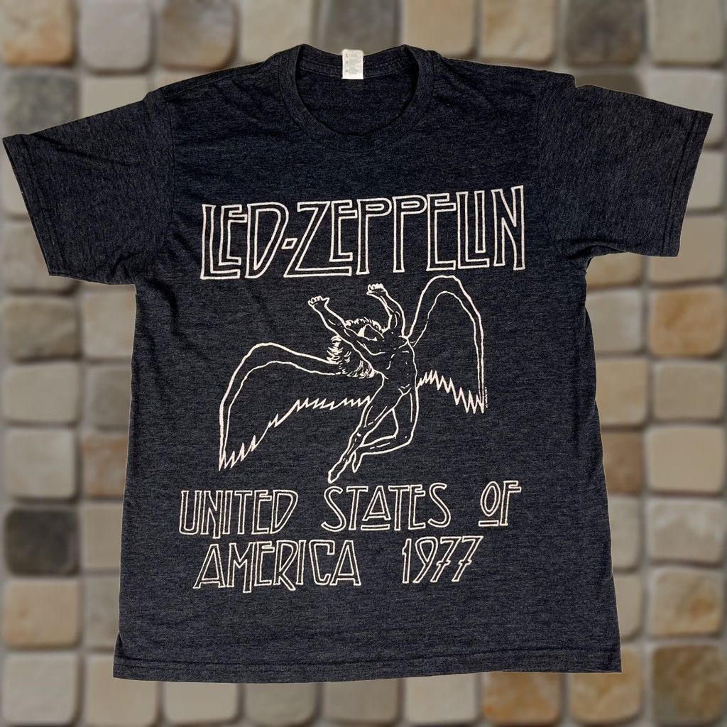 Vintage Led Zeppelin United States of America 1977 T-Shirt 707 Fantasy Activewear Sz M Gray Band Music T-Shirt Mens Women’s? Size US M / EU 48-50 / 2 - 1 Thumbnail