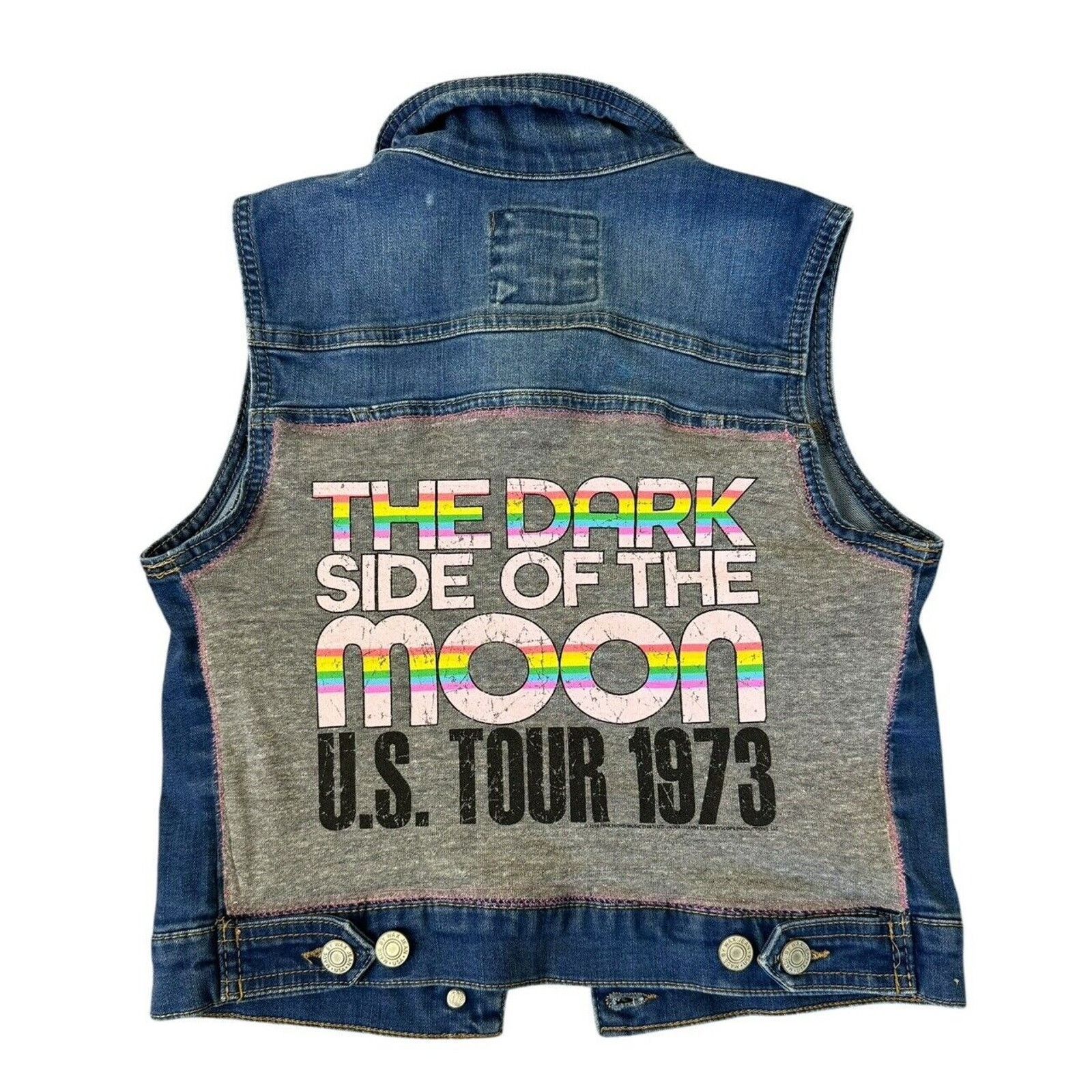 Pink Floyd PINK FLOYD 70s Vintage Retro Upcycled Denim Rainbow Vest S Size S / US 4 / IT 40 - 6 Thumbnail
