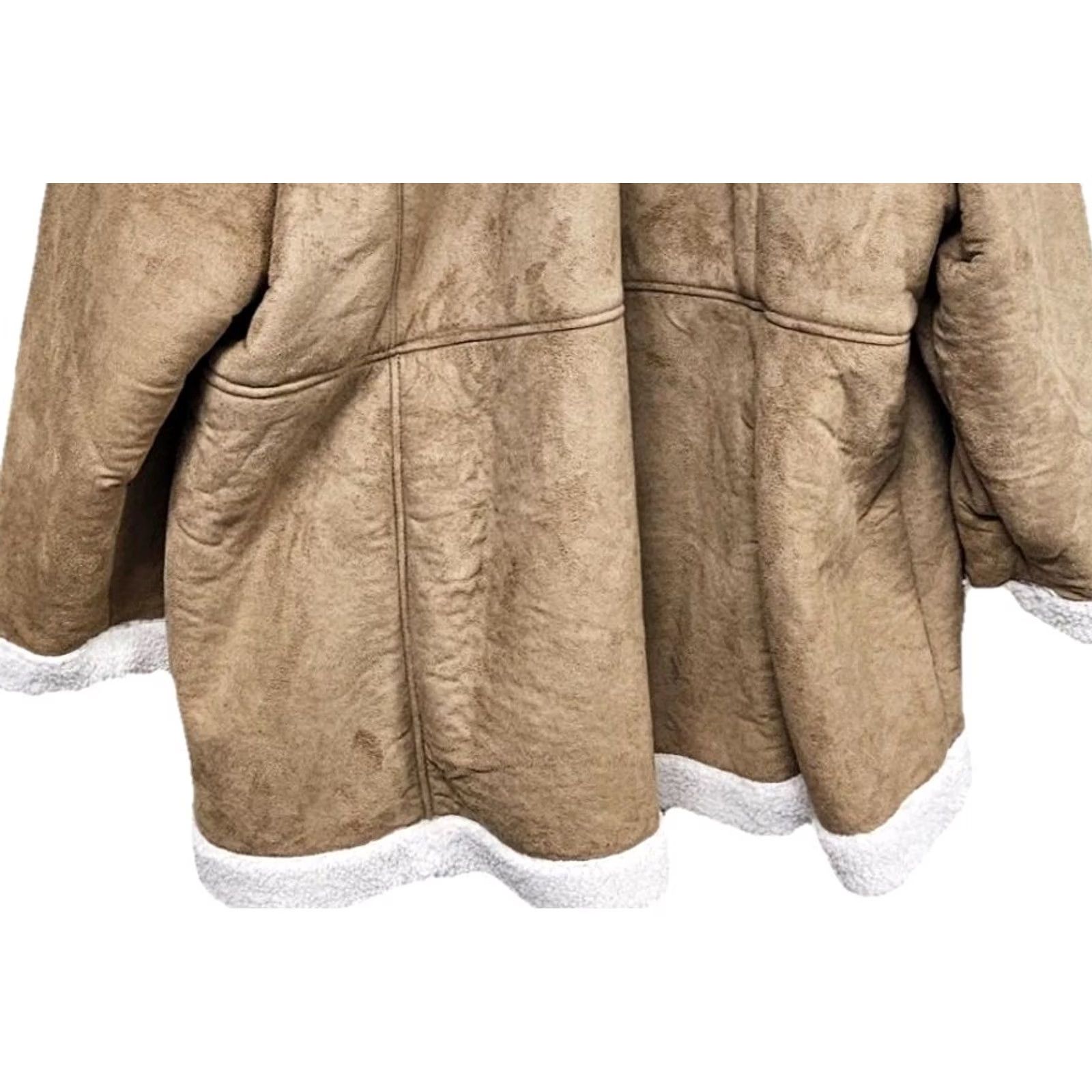 Vintage Koolaburra by UGG Women’s 3X Faux Suede Sherpa Lined Hooded Coat Jacket Zip Brown Tan Jacket Womens 3XL Outdoor Classic Hooded Zip Size XXL / US 16-18 / IT 52-54 - 6 Thumbnail