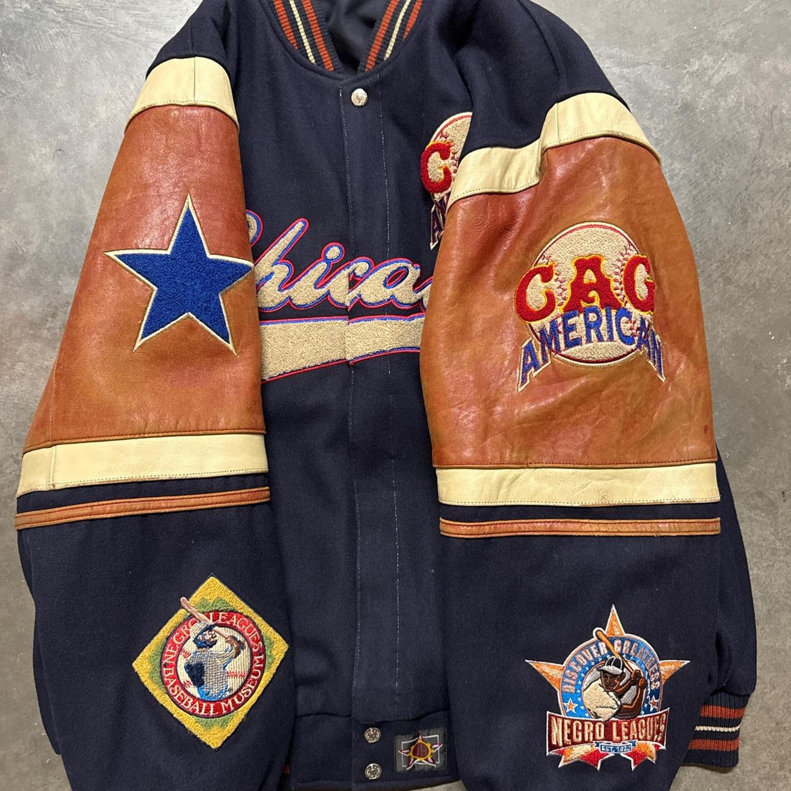 Jeff Hamilton × Vintage Vintage JH Design Negro League Chicago Giants Leather Jacket Size US XXL / EU 58 / 5 - 3 Thumbnail