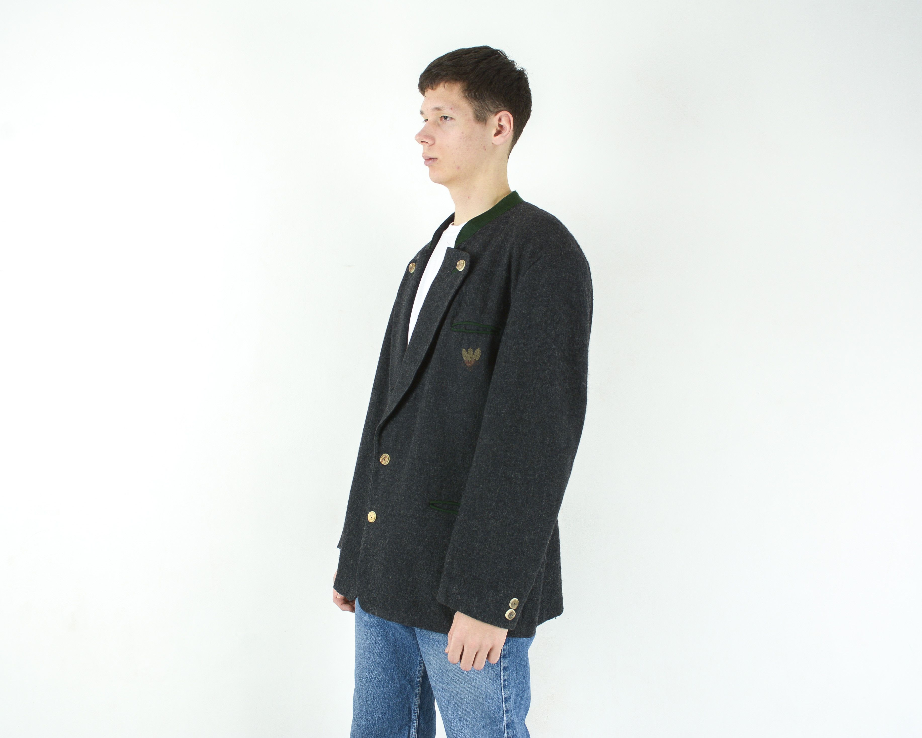 Other × Vintage TRAUNSEE Trachten UK 46 US Blazer Wool Jacket Embroidered Size 46R - 2 Thumbnail