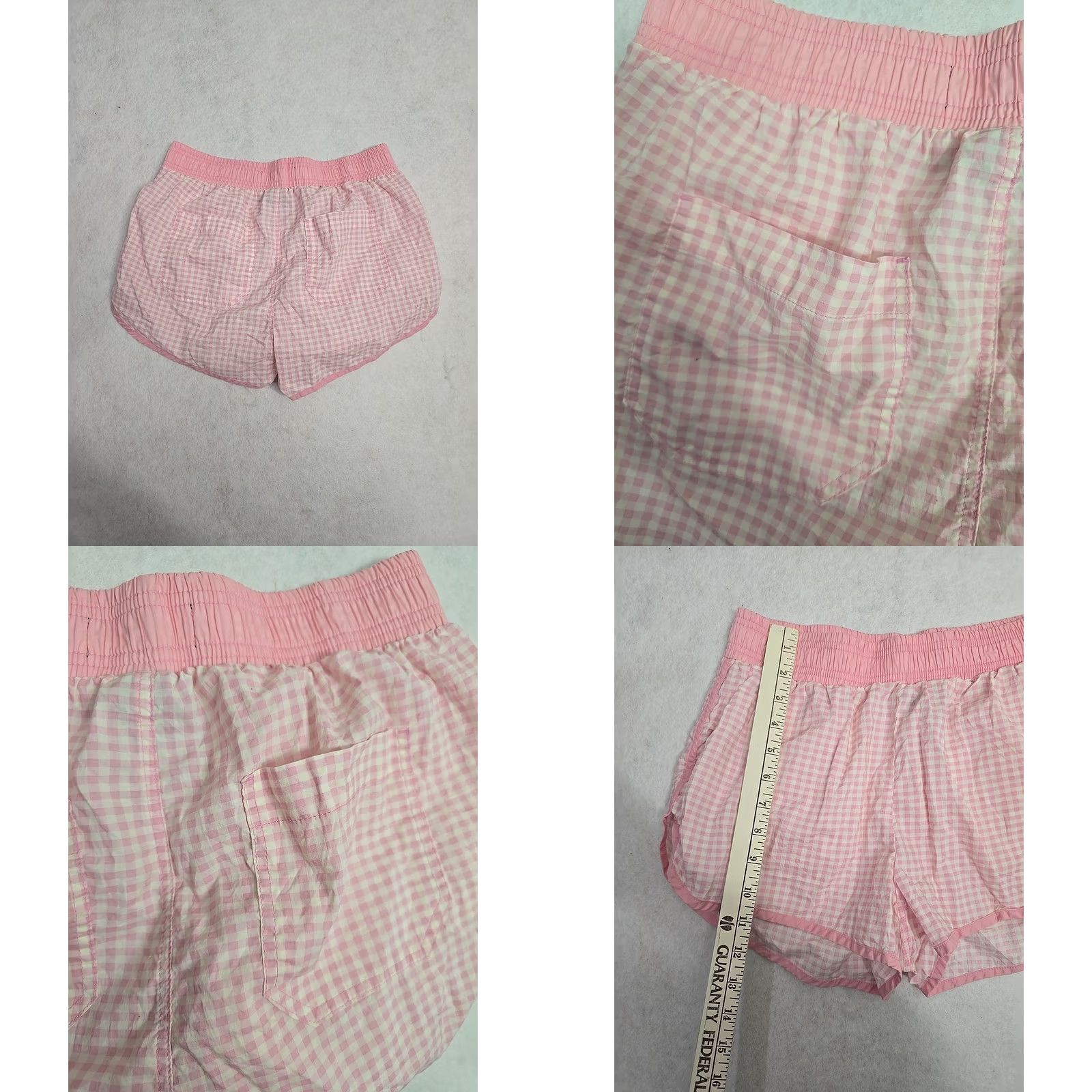 Vintage Rewash Ditsy Shorts Womens Pink Checkered Elastic Waist size L Size 36" / US 14 / IT 50 - 8 Thumbnail