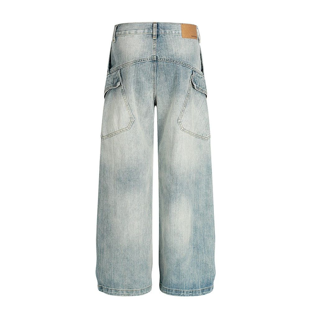 Men's high street washed distressed cargo jeans
