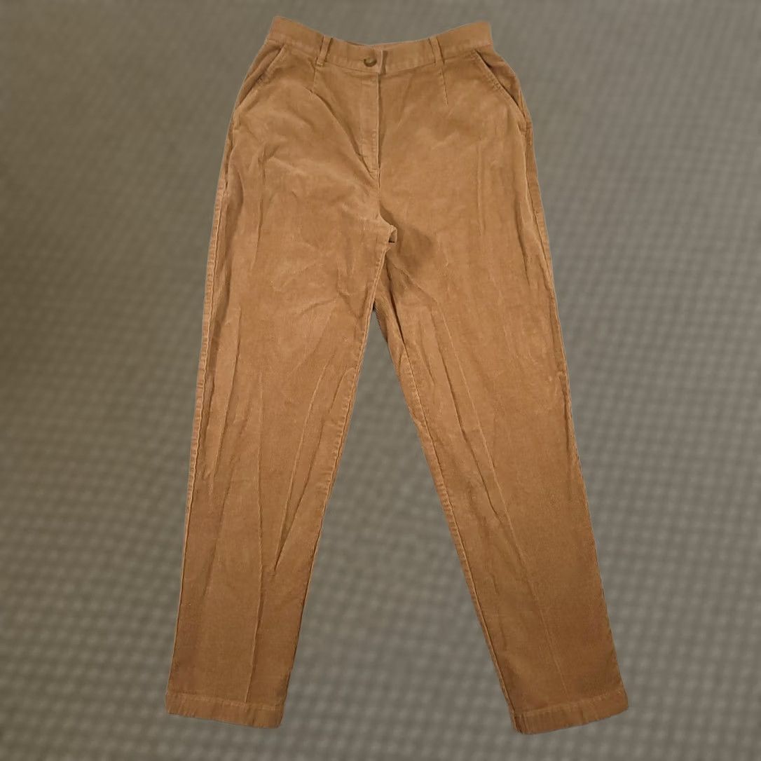 Vintage L.L.Bean Pants Womens 12 Tall Corduroy Original Fit Stretch Brown Camel Tapered Inseam 31in Zip Back Pocket Women Mens Girls Size 34" / US 12 / IT 48 - 1 Thumbnail