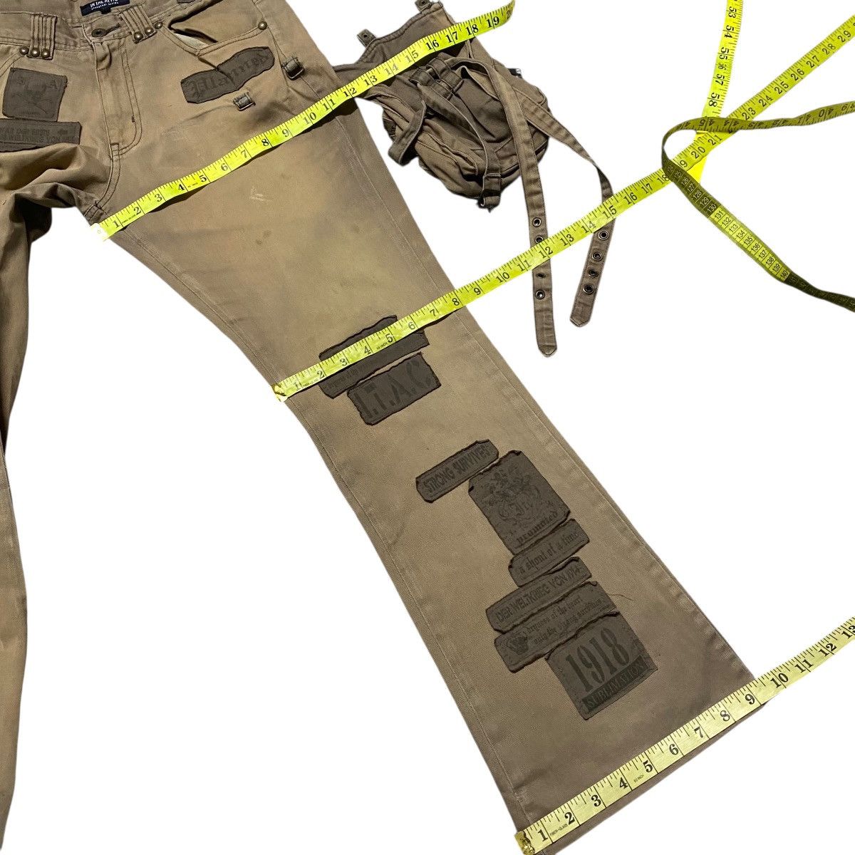 Japanese Brand IN THE ATTIC Sunfaded Holster Cargo Pants Flare Patches Size US 30 / EU 46 - 19 Thumbnail
