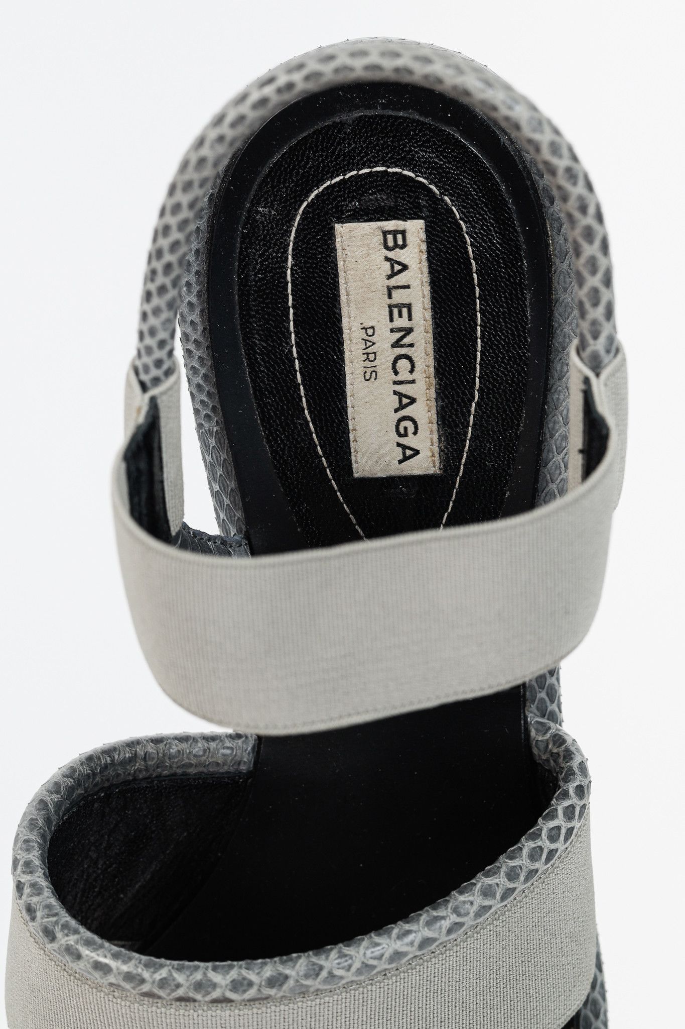 Balenciaga Balenciaga Elastic Snakeskin-Embossed-Trim Slingback Sandals Size US 7.5 / IT 37.5 - 9 Thumbnail