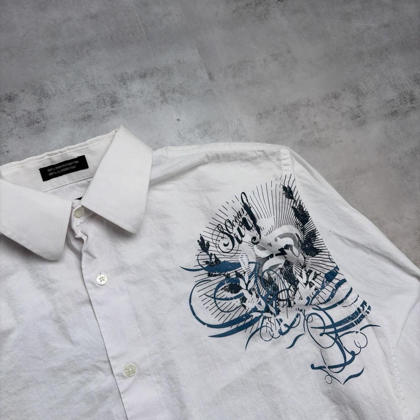 Other Y2K Ocean Surf Grunge Distressed Long Sleeve Button Up Shirt Size US L / EU 52-54 / 3 - 4 Thumbnail