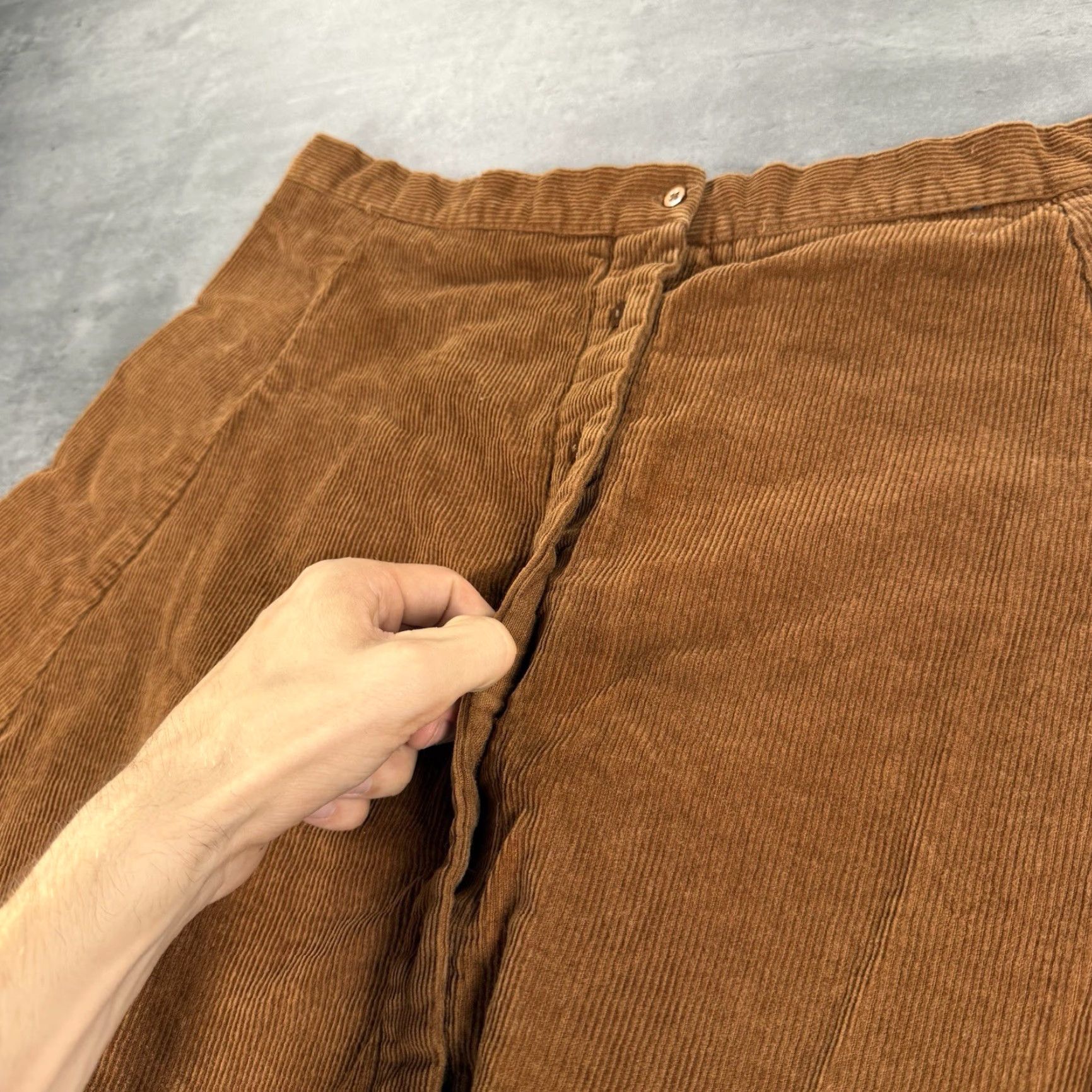Joe Boxer VINTAGE 90s Y2K Brown Corduroy Skirt Women XL 32 Midi Button Up Front Close Size 34" / US 12 / IT 48 - 3 Thumbnail