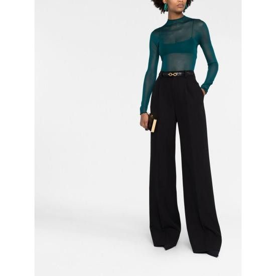 Saint Laurent Paris o1s1wg110924 High Neck Top In Silk Sweater in Green Size S / US 4 / IT 40 - 4 Thumbnail