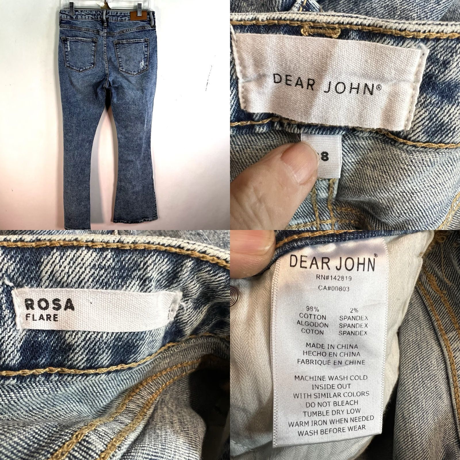 Denime VINTAGE Dear John Rosa Flam Le Flare Denim Jeans Women 28 Regular Pink Distressed 33 Inseam Mens? Wait. Size 28" / US 6 / IT 42 - 8 Thumbnail