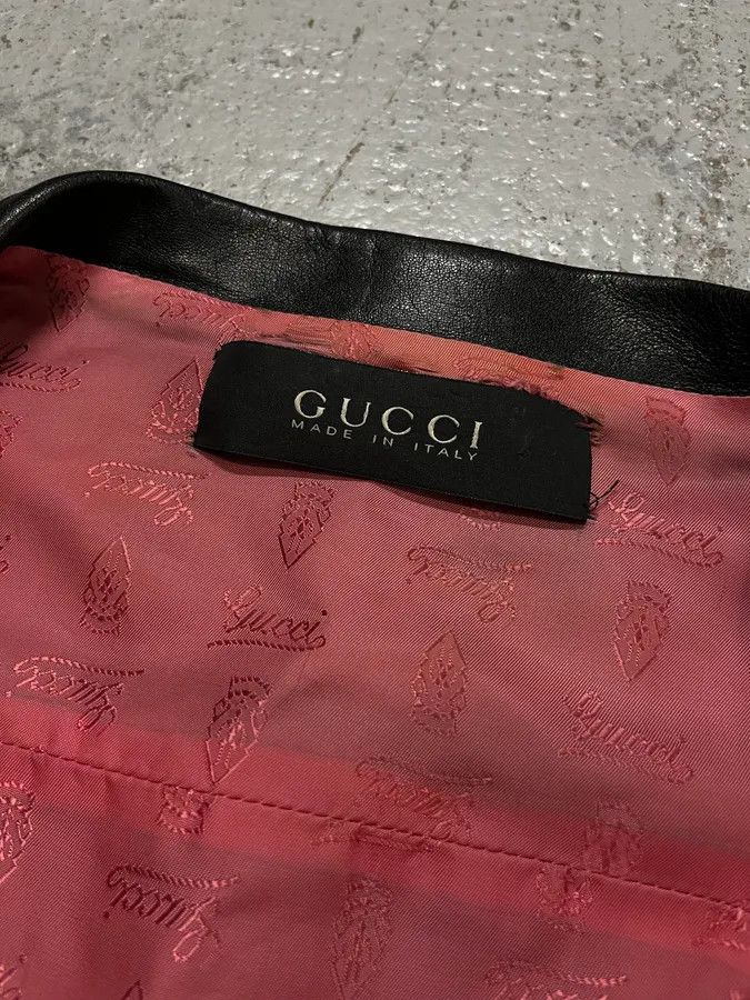 Gucci 2010s Gucci Black Leather Gold-Studded Biker Jacket Size XS / US 0-2 / IT 36-38 - 9 Thumbnail