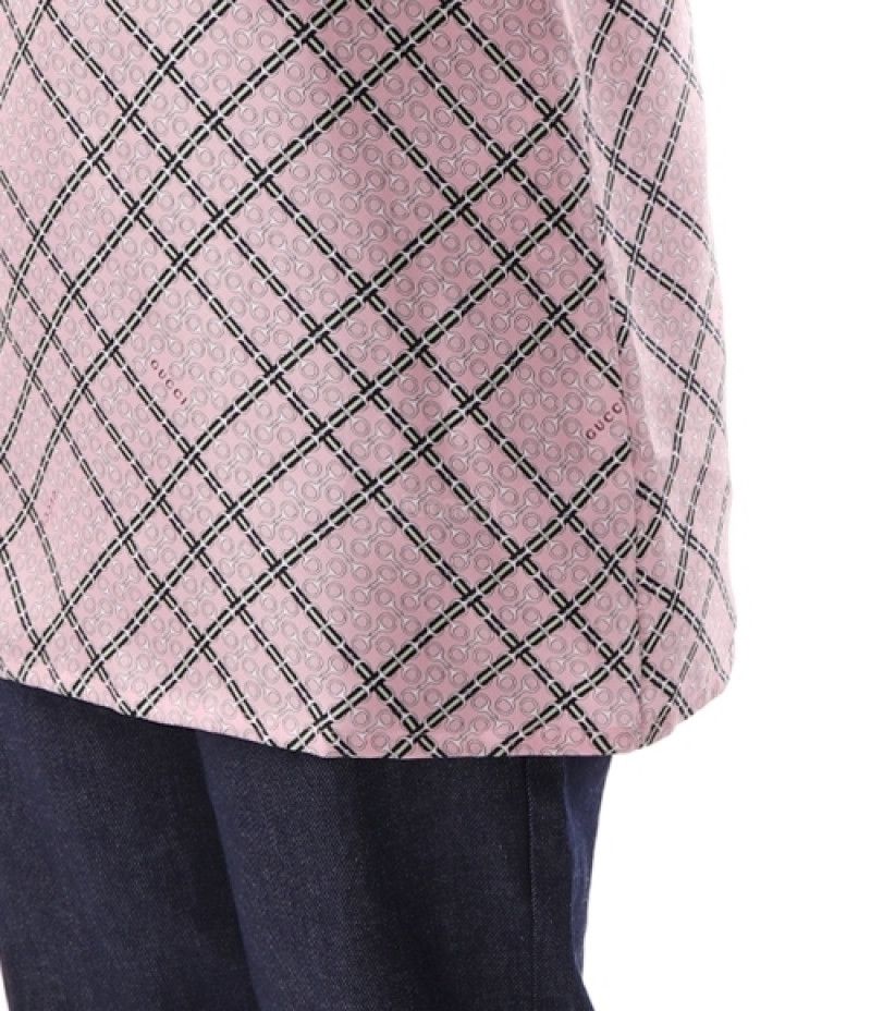 Gucci o1la5ras0526 Printed Silk Twill Shirt in Pink Size XS / US 0-2 / IT 36-38 - 7 Thumbnail
