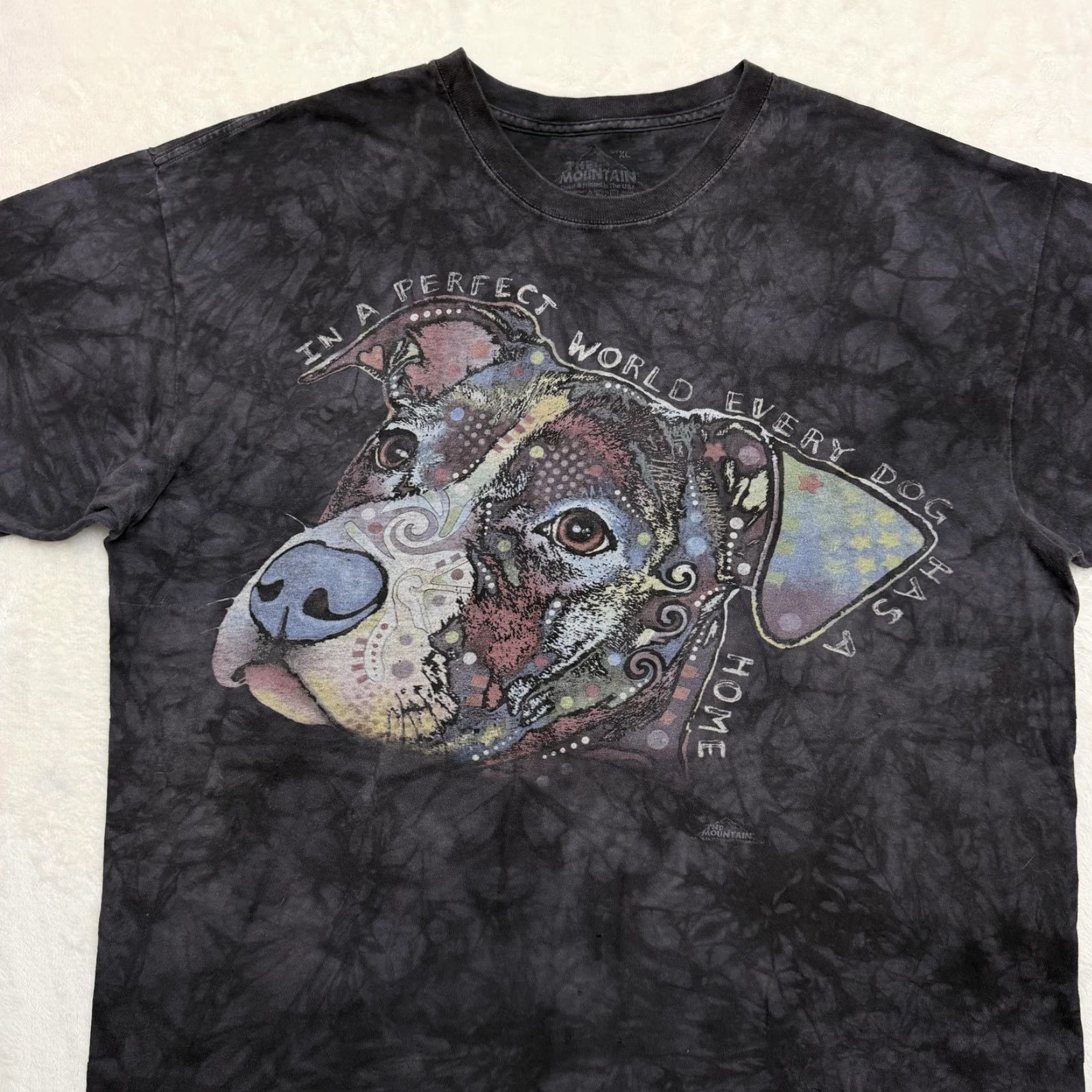 The Mountain VINTAGE The Mountain Shirt Mens XL Black Tie Dye Dog Rescue Graphic In A Perfect World Size US XL / EU 56 / 4 - 7 Thumbnail