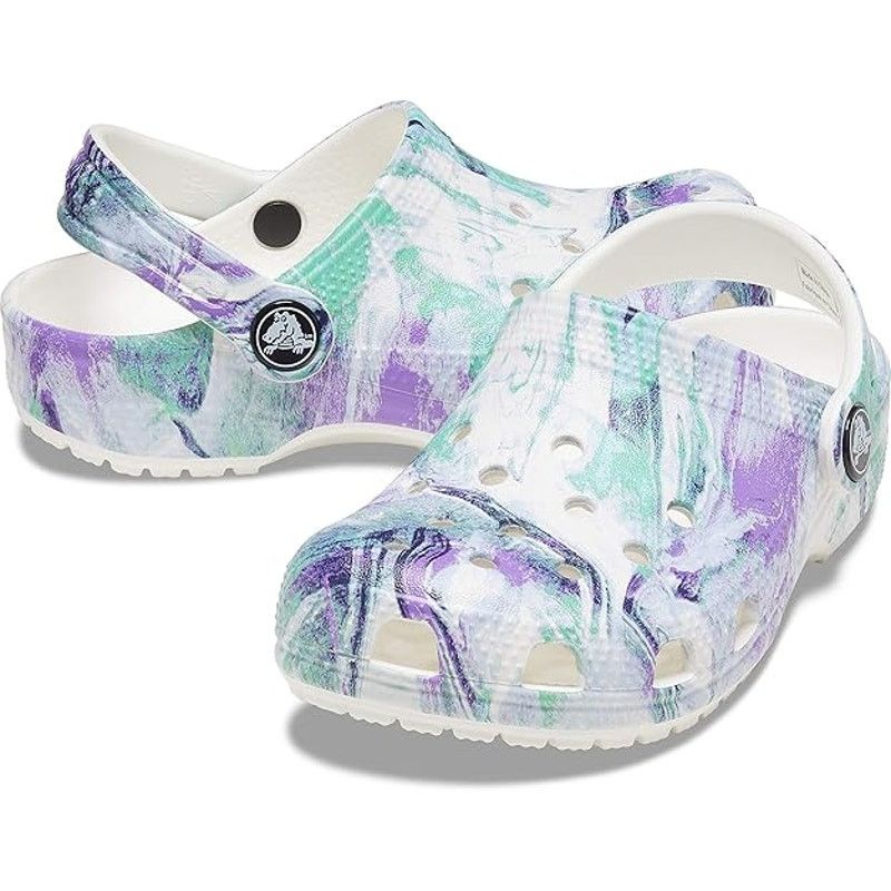 Crocs Crocs Classic Tie Dye Clog Shoes White/Orchid Unisex W9/M7 Size US 9 / IT 39 - 1 Thumbnail