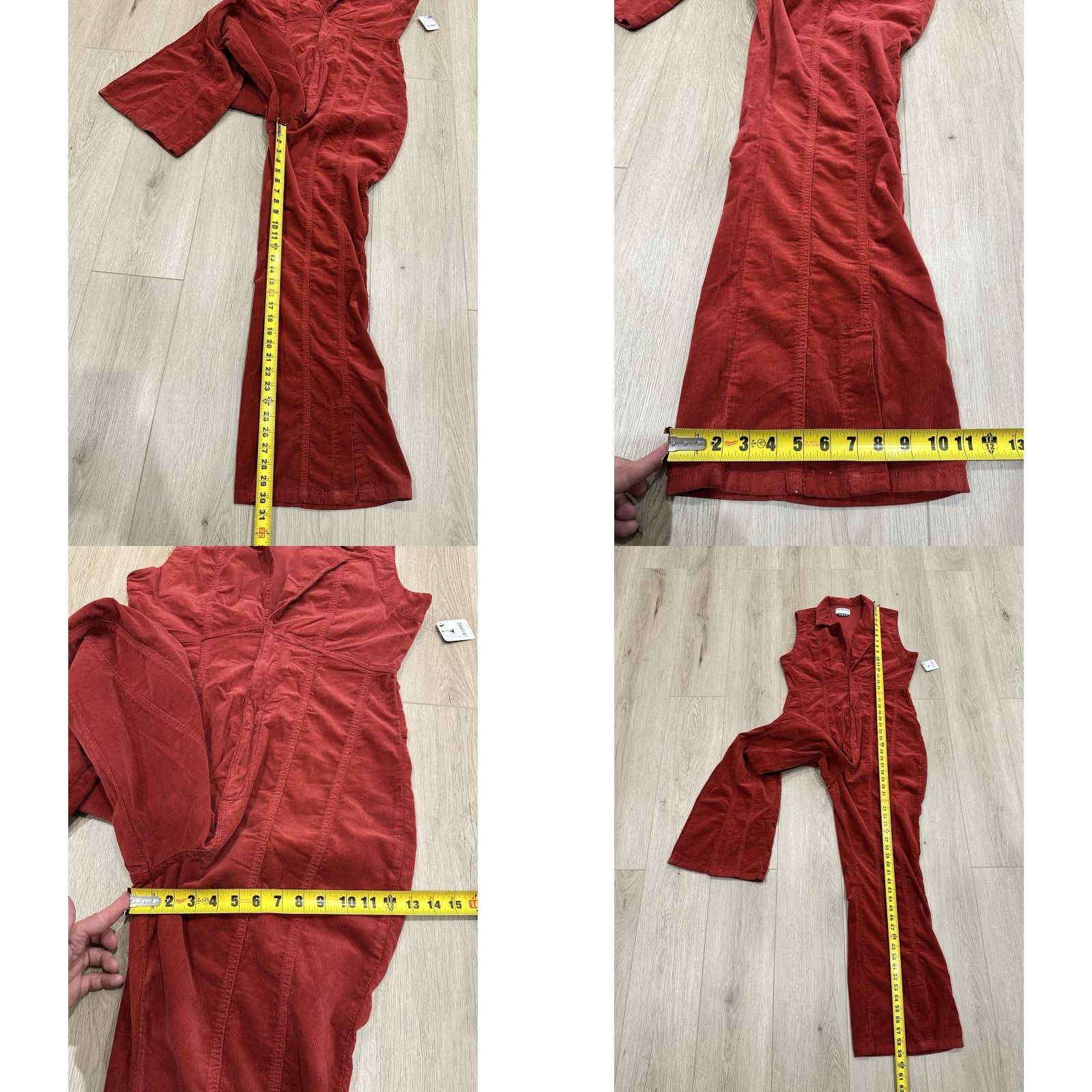 Vintage NWT We The Free Jumpsuit XL Red Corduroy Flared One-Piece Sleeveless Casual Women’s Bohemian Western Size 40" / US 18 - 9 Thumbnail