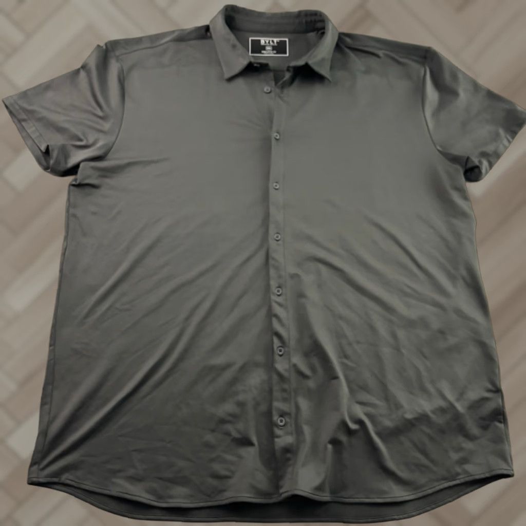 Vintage BYLT Executive Fit Short Sleeve Button Front Shirt Men 3XL Gray Size US XXL / EU 58 / 5 - 1 Thumbnail