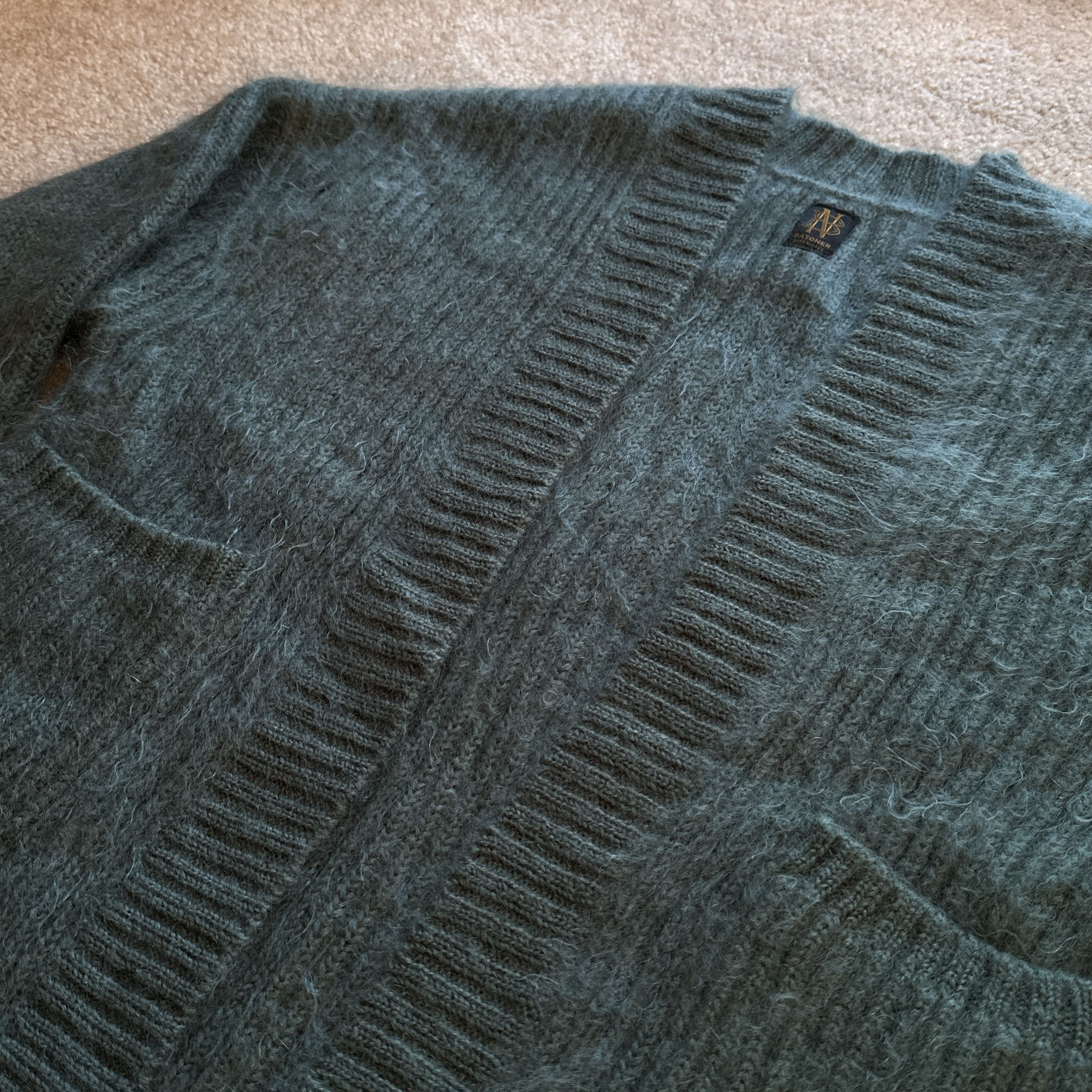 Batoner Batoner Oversized Mohair Wool Teal Green Ribbed Cardigan Size US M / EU 48-50 / 2 - 2 Thumbnail
