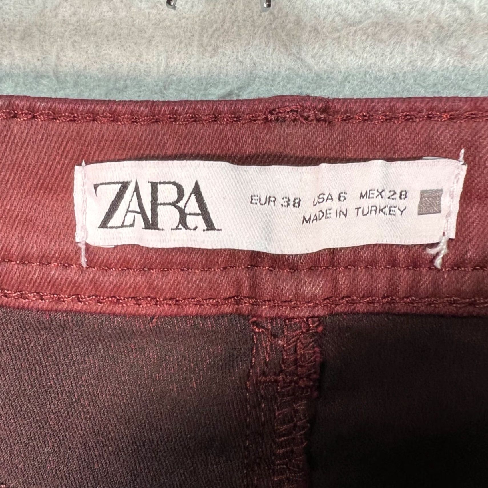 Zara Zara Womens Size 6 Slim Fit Straight Leg Burgundy Pants Size 28" / US 6 / IT 42 - 3 Thumbnail